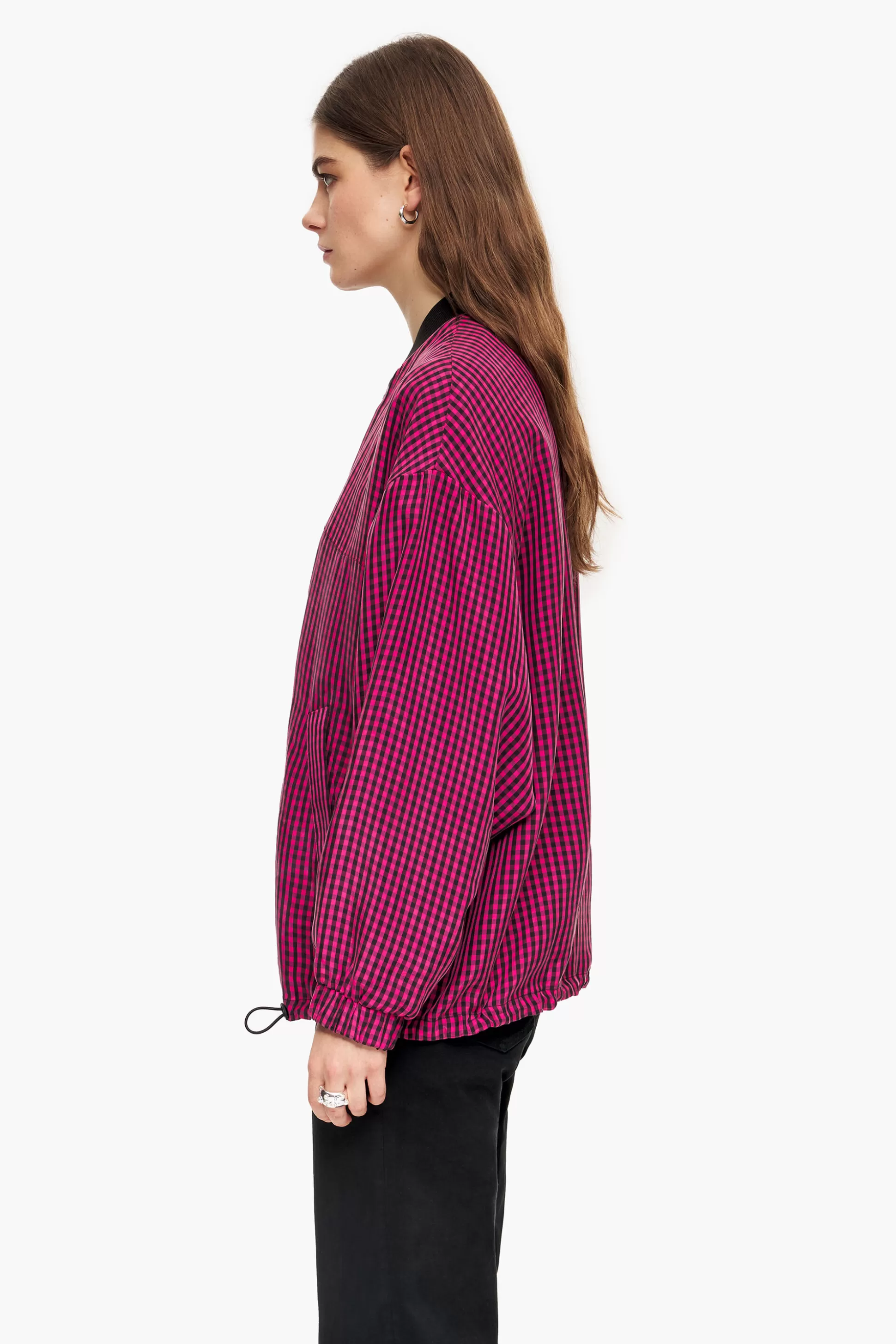 Outlet BIMBA Y LOLA Blusao Bomber Cupro Vichy Fucsia Fuchsia