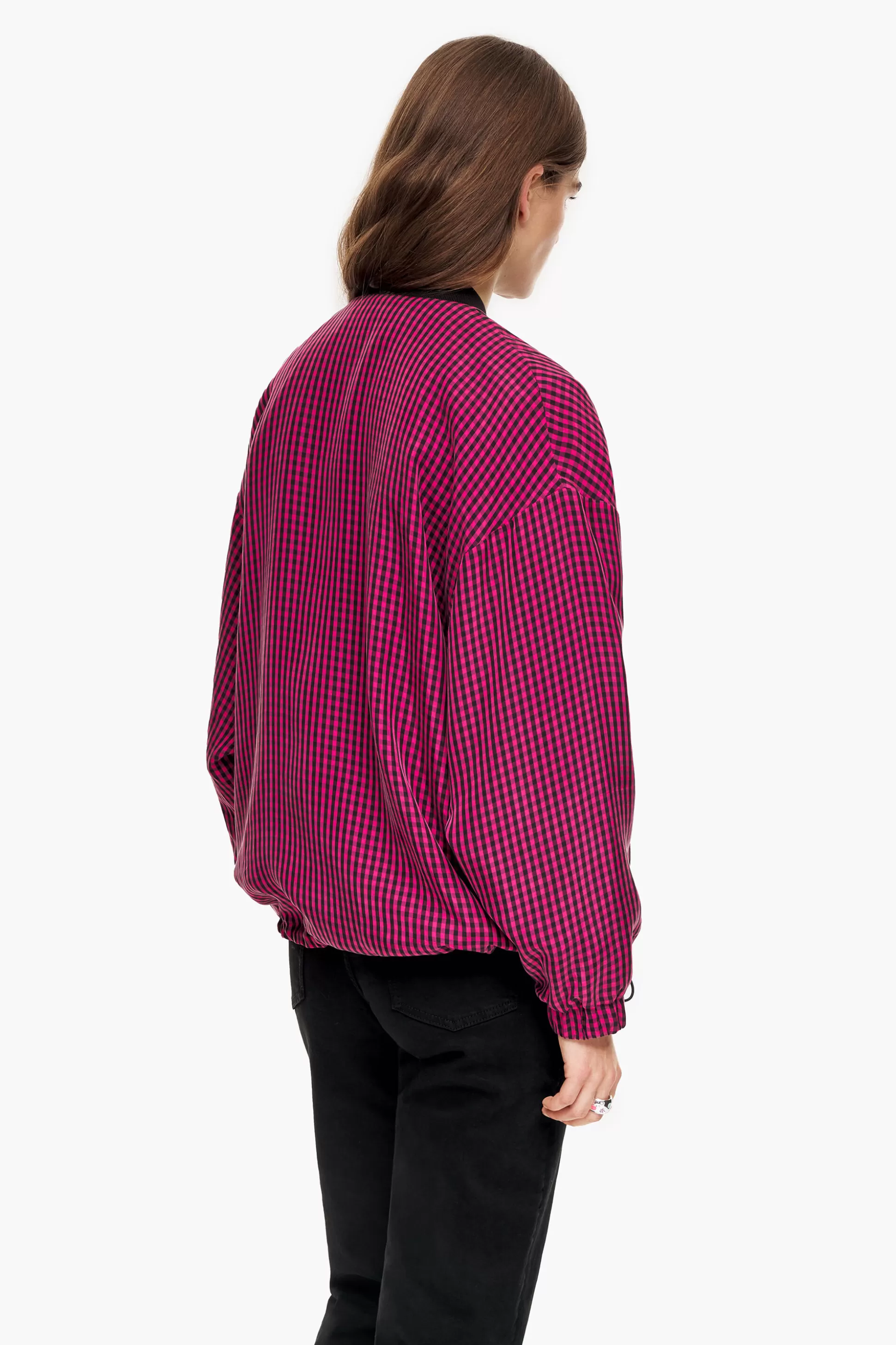 Outlet BIMBA Y LOLA Blusao Bomber Cupro Vichy Fucsia Fuchsia