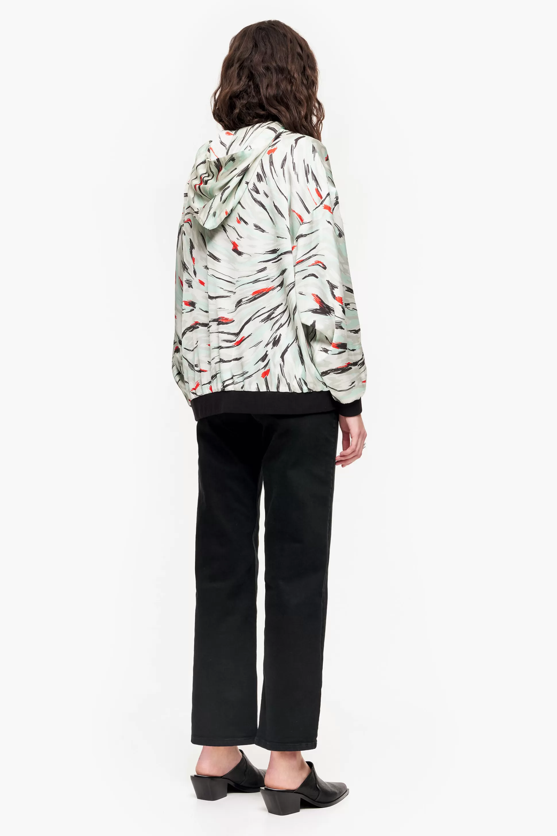 Outlet BIMBA Y LOLA Blusao Bomber Fluido Print Butterfly Wing Menta Butterfly Wing Mint