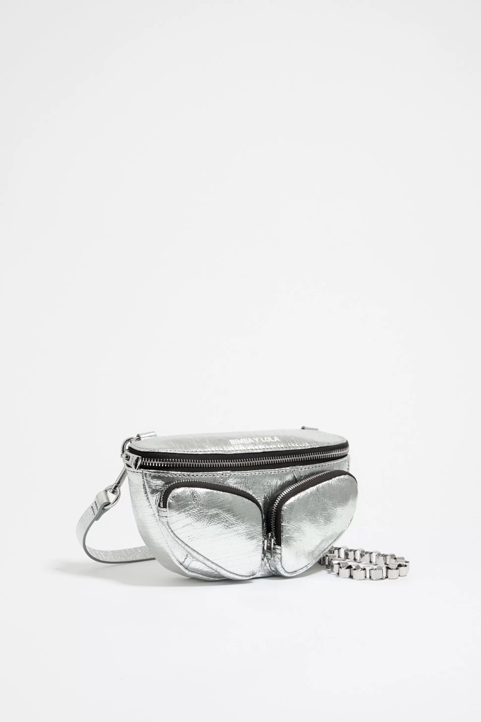 Shop BIMBA Y LOLA Bolsa De Cintura Pocket Xs Pele Prateada Silver