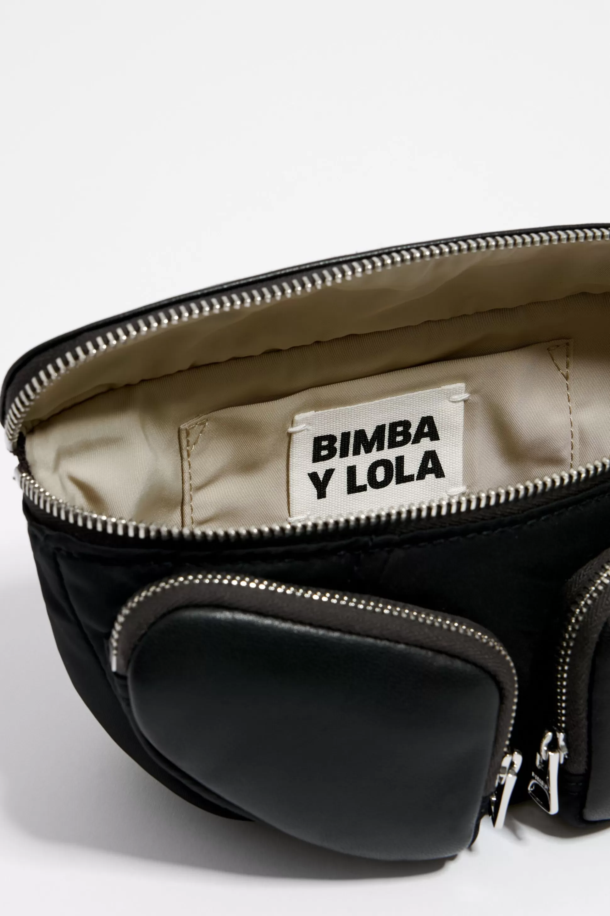 New BIMBA Y LOLA Bolsa De Cintura Pocket Xs Pele Preta Black