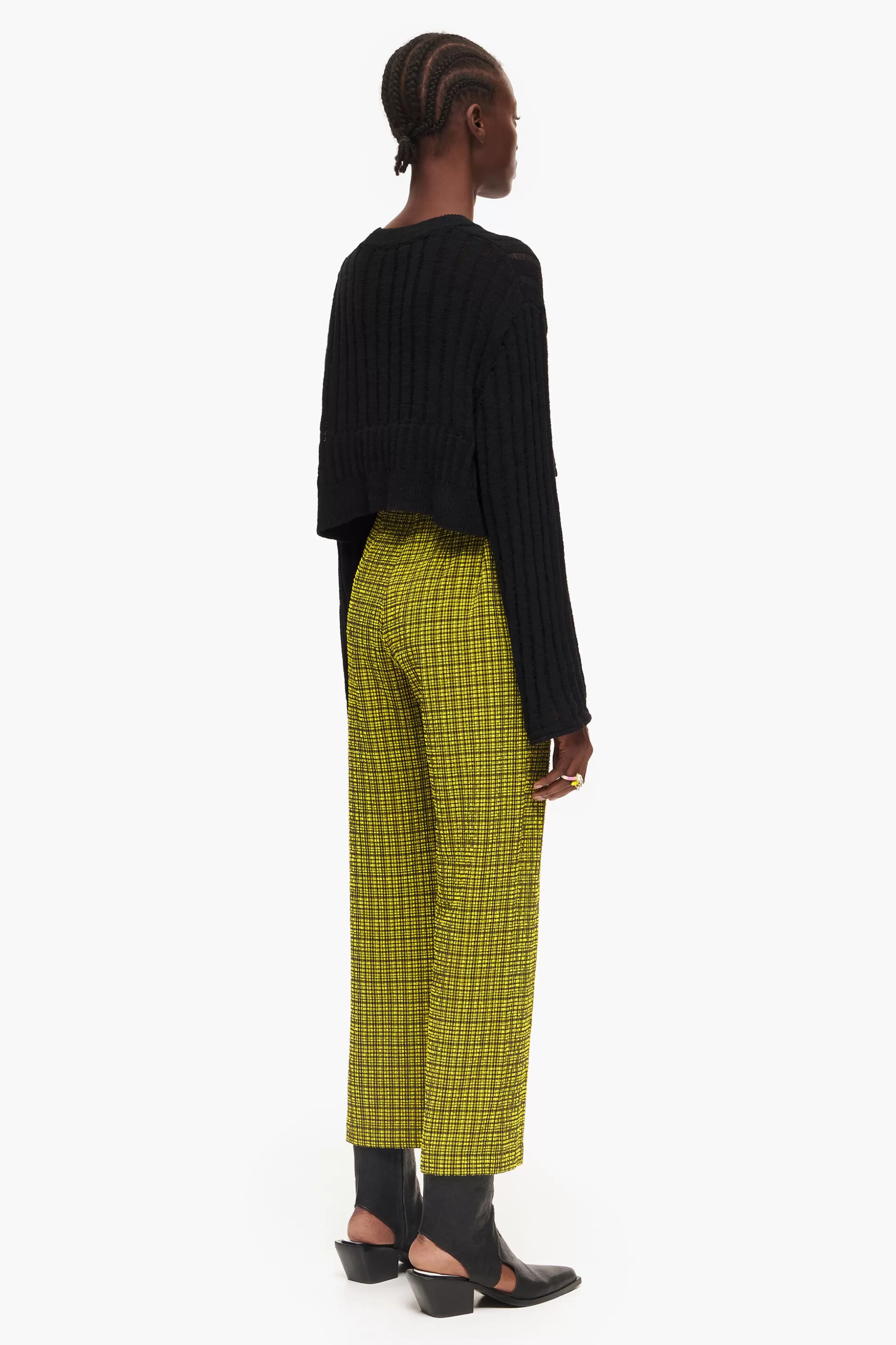 Discount BIMBA Y LOLA Calças Tecido Vichy Amarelo Yellow