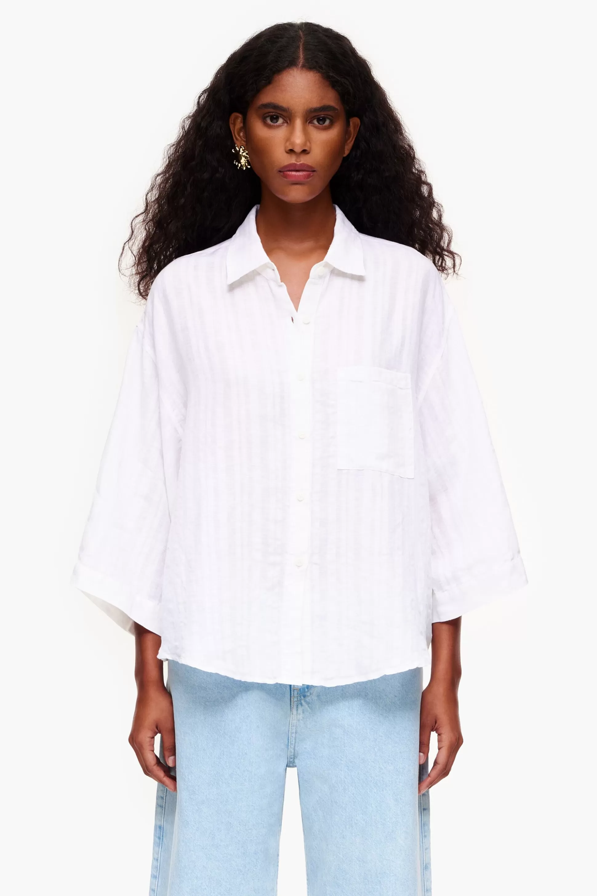 Cheap BIMBA Y LOLA Camisa Linho Branca Ivory