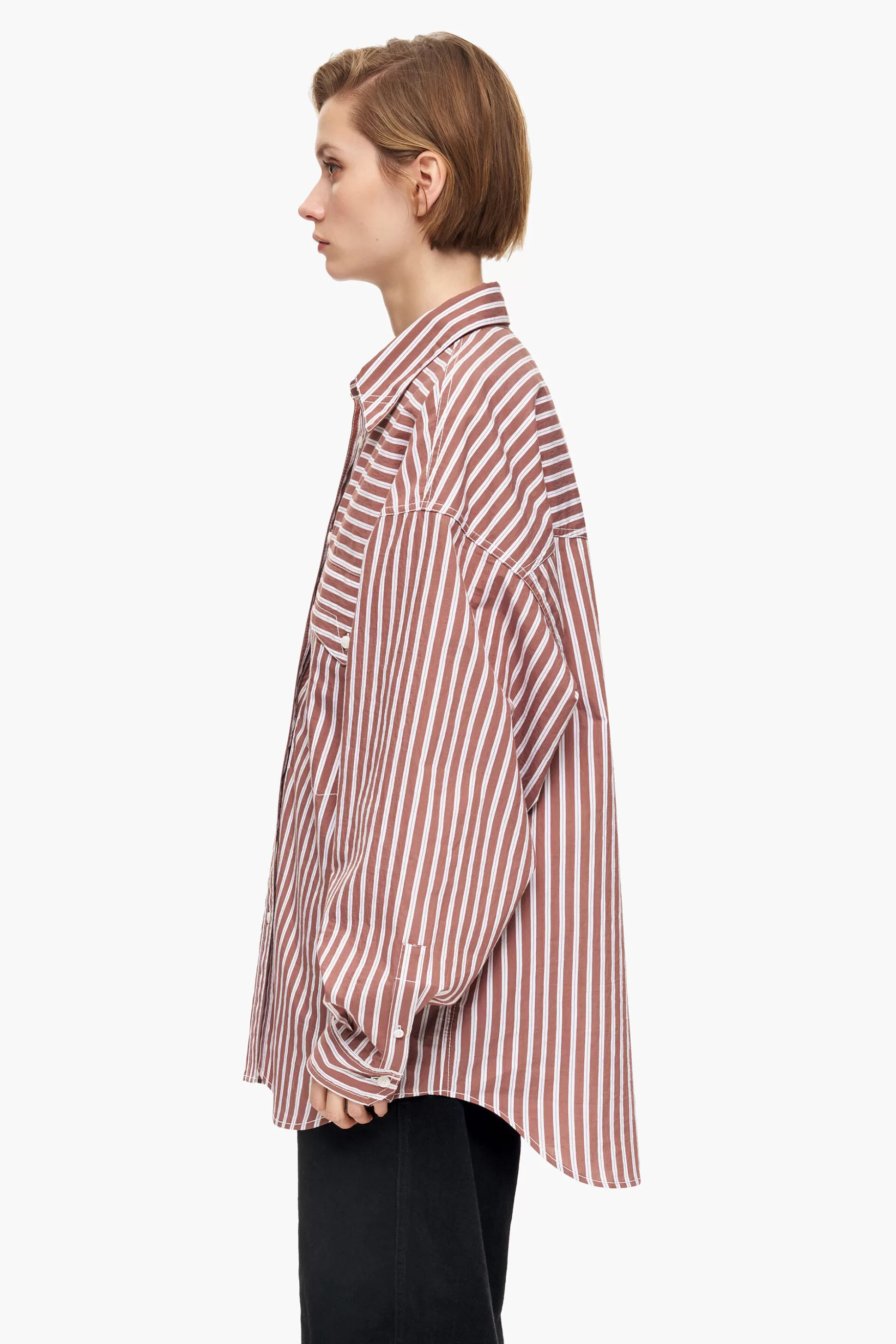 New BIMBA Y LOLA Camisa Oversize Popelina Castanha Brown