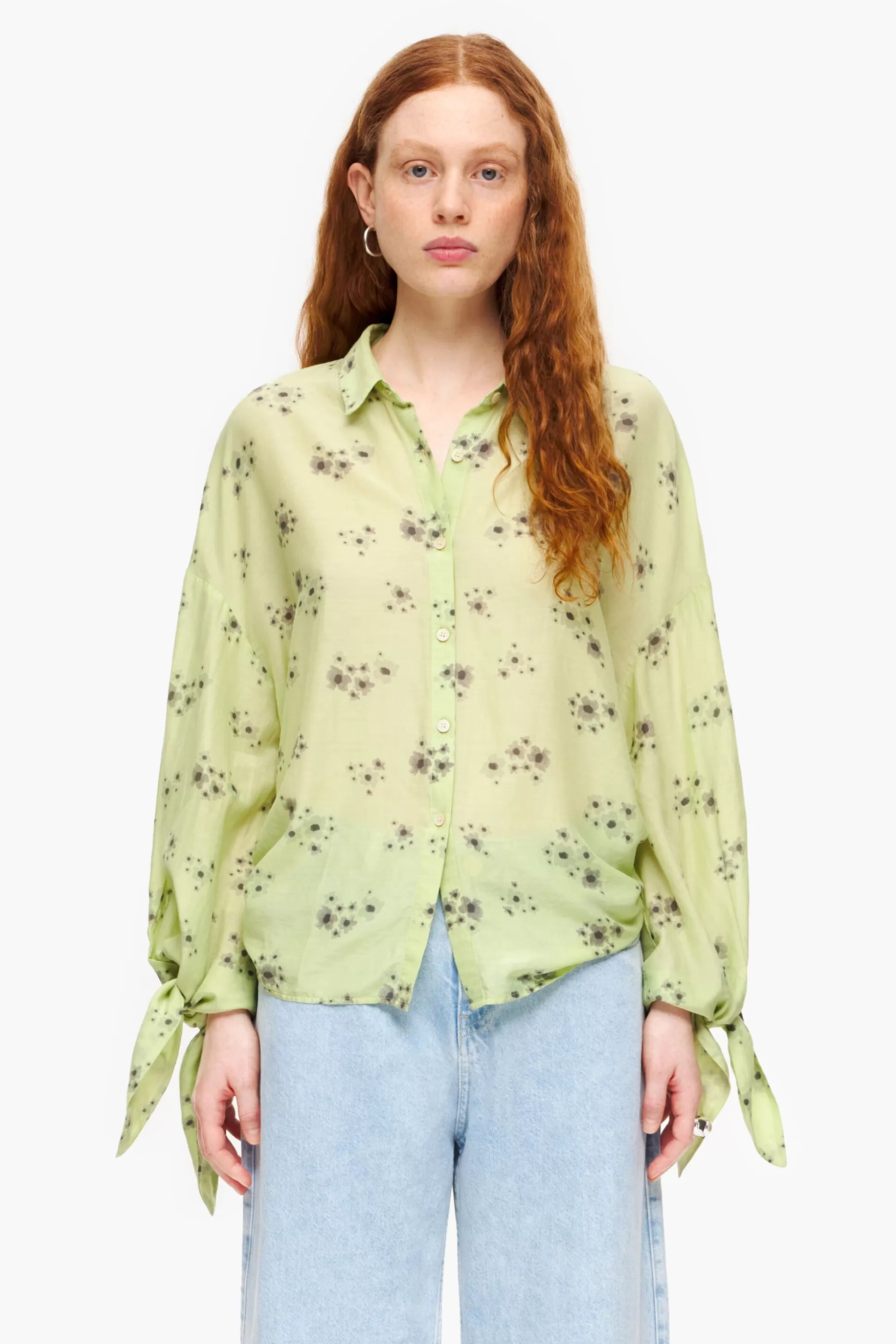 Hot BIMBA Y LOLA Camisa Print Acrylic Flowers Verde Acrylic Flowers Light Green