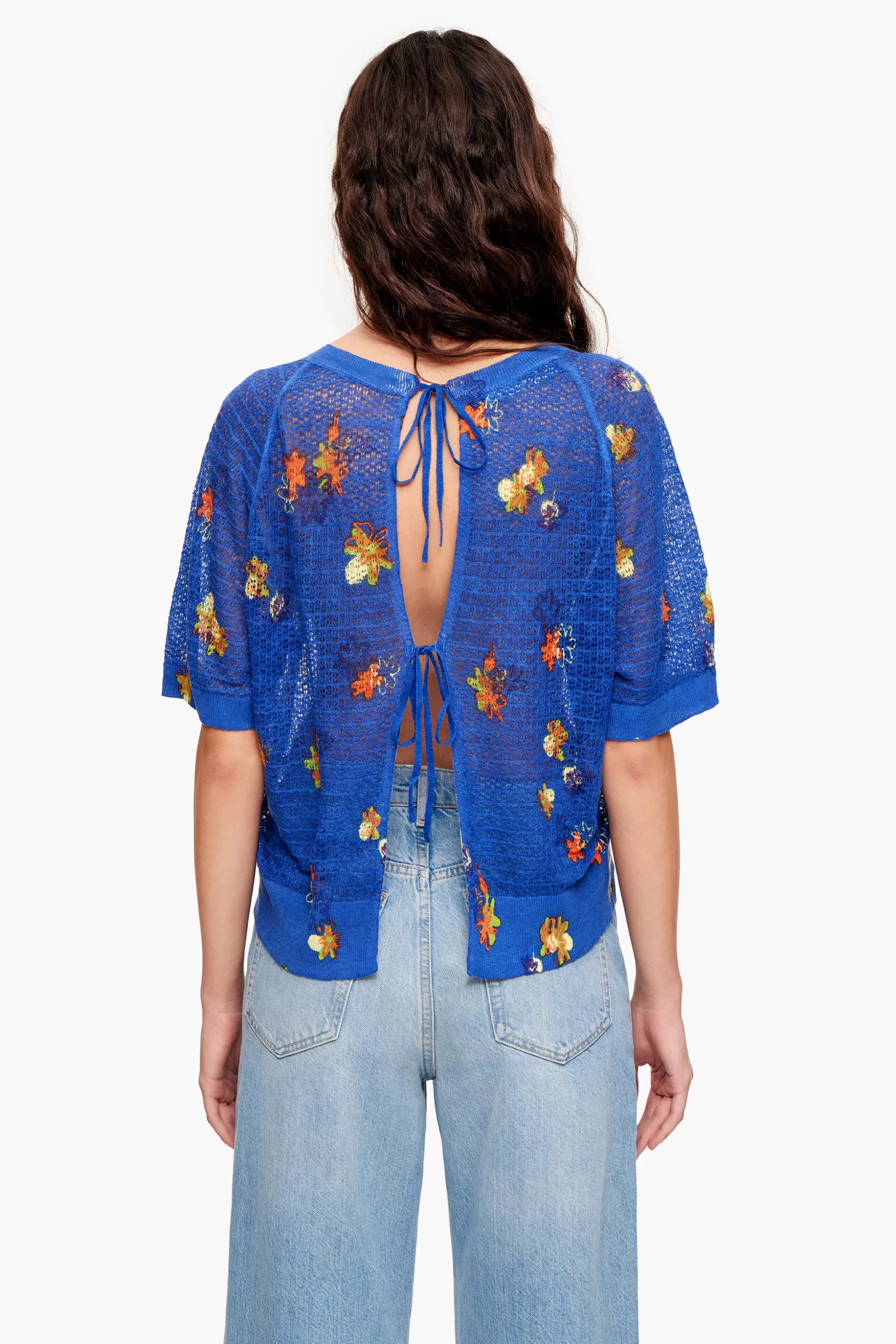 Outlet BIMBA Y LOLA Camisola Linho Print Spray Flowers Azul Spray Flowers Blue