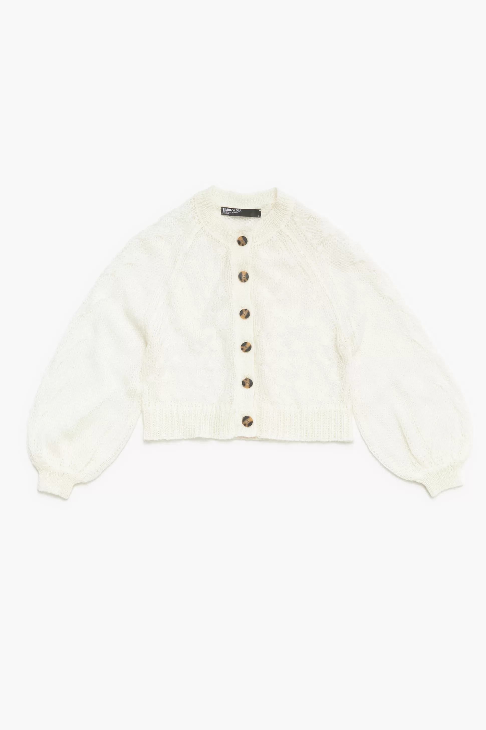 Flash Sale BIMBA Y LOLA Casaco Malha Rendilhados Mohair Cru Ivory