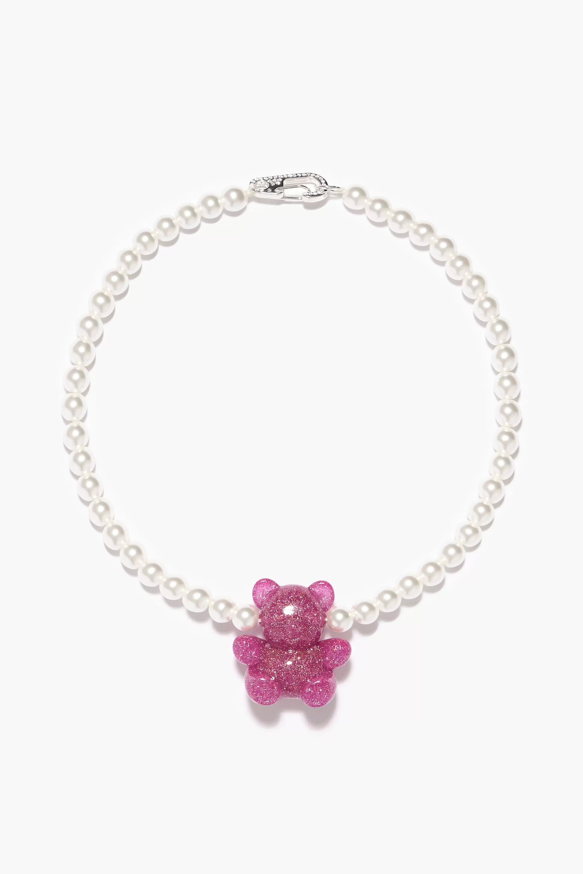 Fashion BIMBA Y LOLA Colar Perolas Urso Rosa Pink