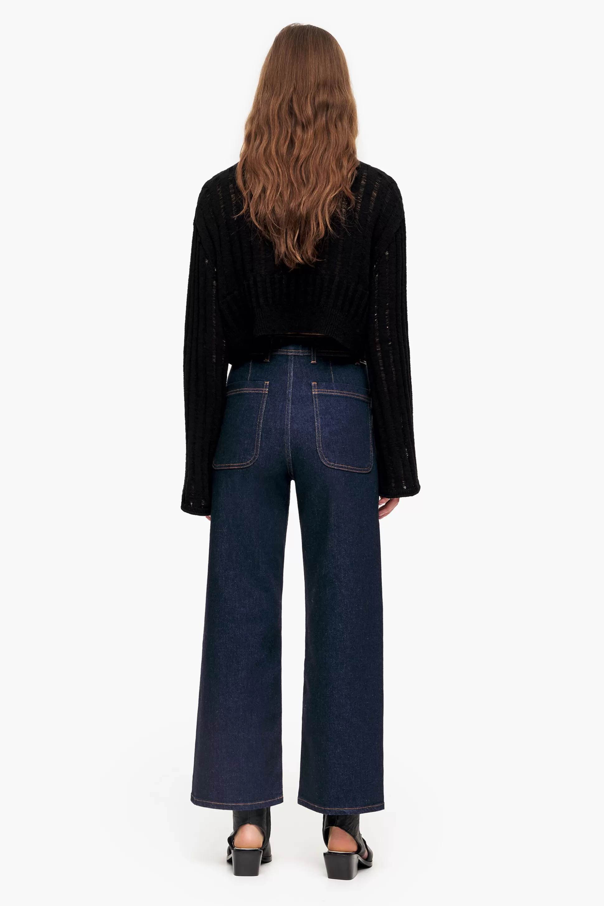 Fashion BIMBA Y LOLA Culotte - Jeans Altas Azul-Escuro Dark Indigo