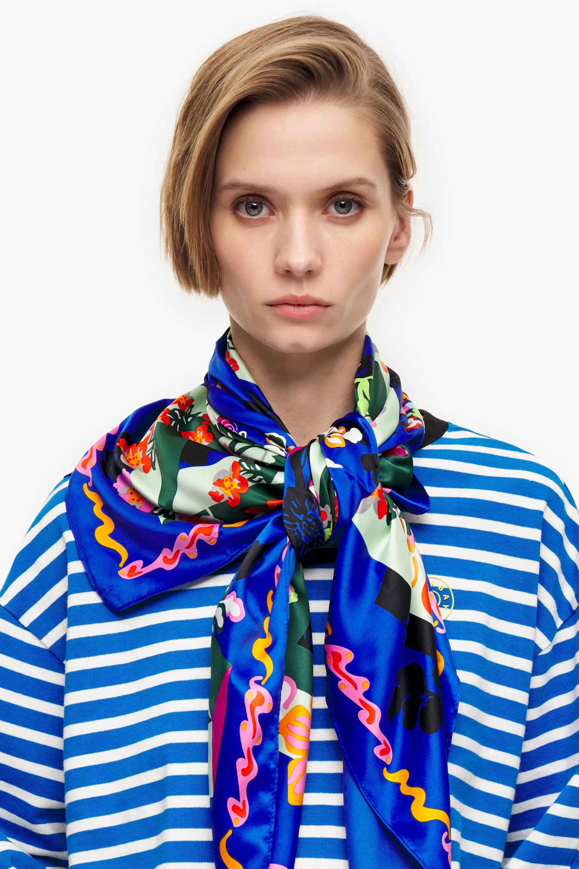 Discount BIMBA Y LOLA Lenco Flores E Logo Geometrico Azul Blue