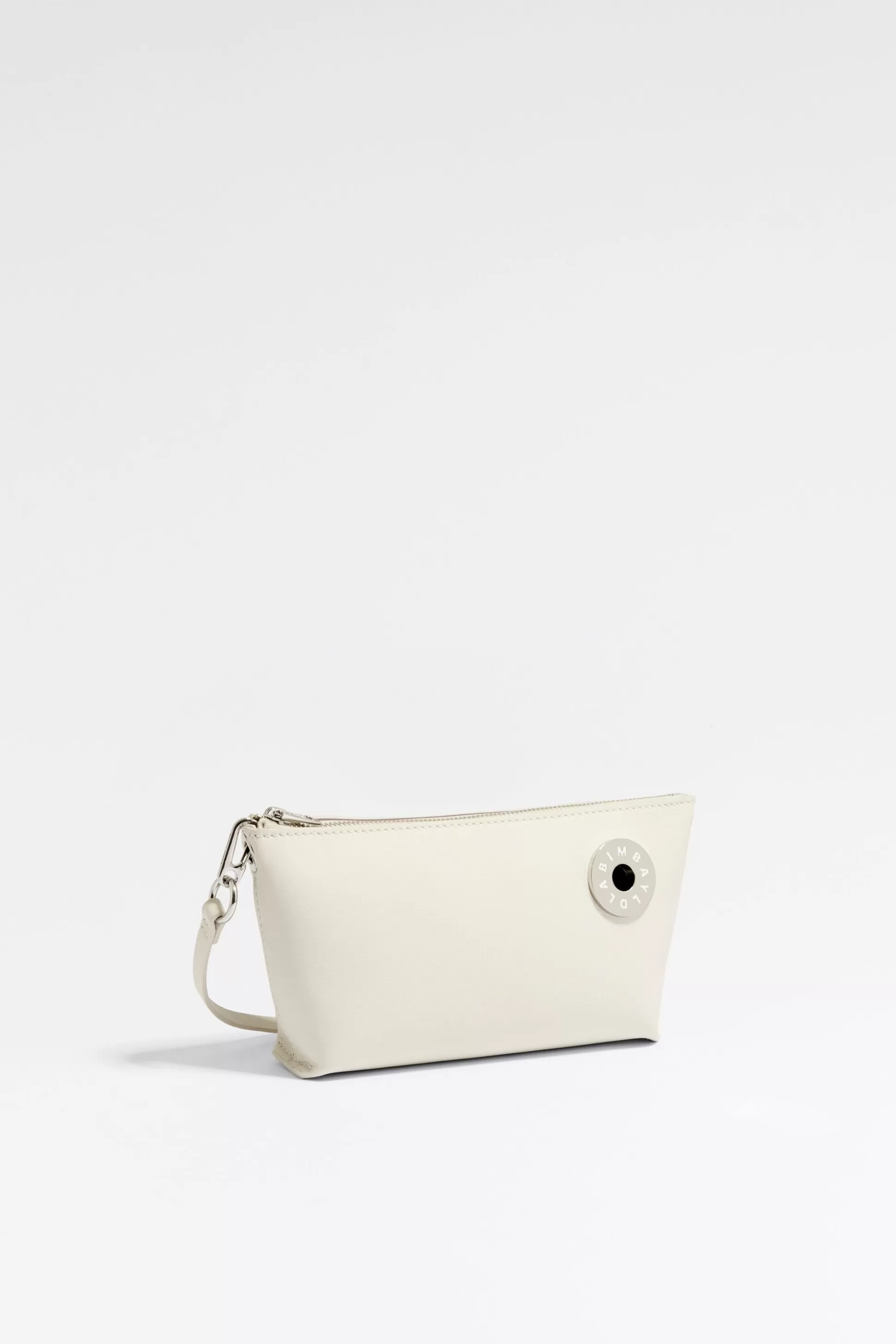 Shop BIMBA Y LOLA Mala Tiracolo Xs Trapezio Pele Cinzento-Claro Off White