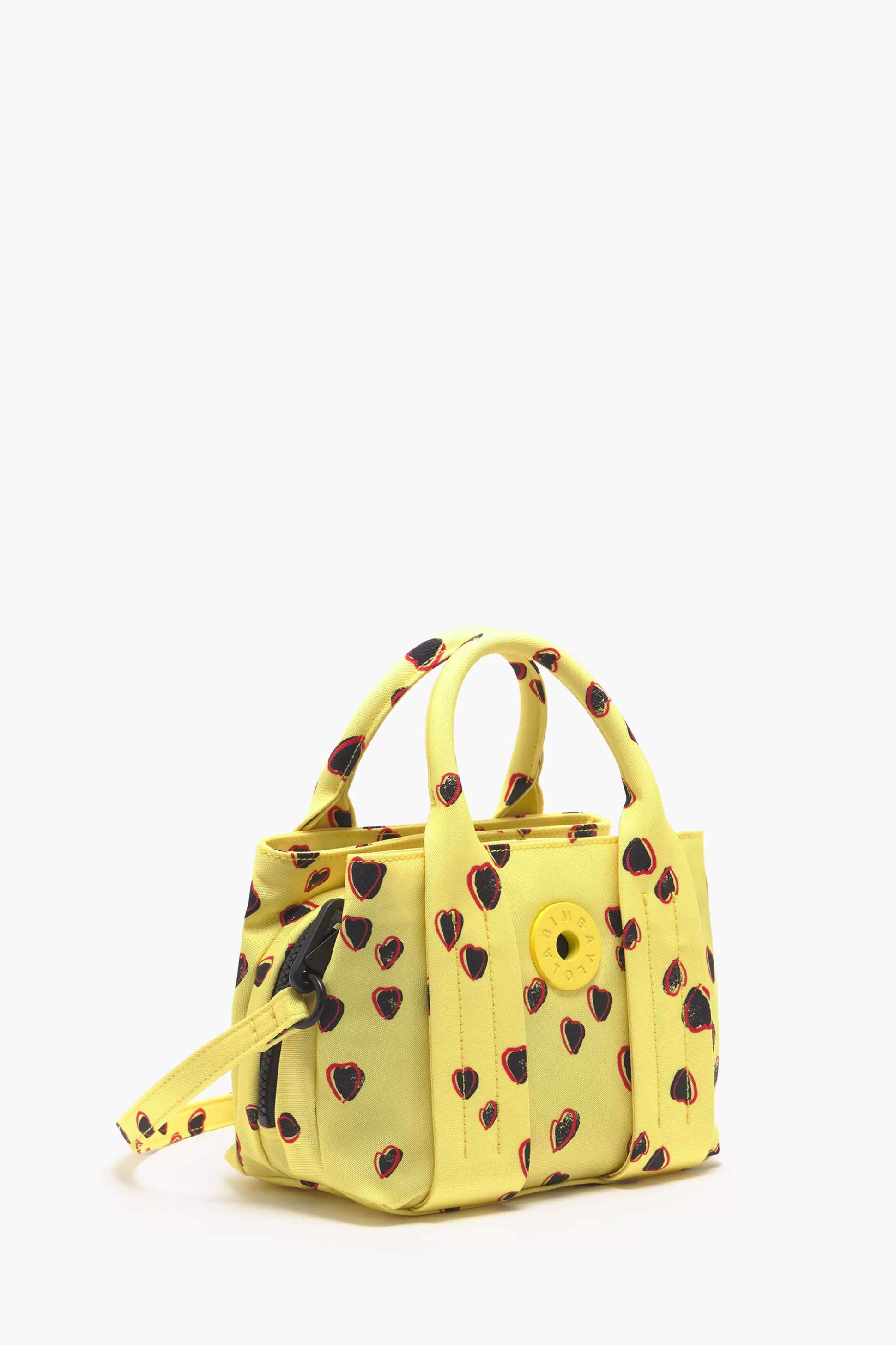 Outlet BIMBA Y LOLA Mala Tote Xs Nylon Print Small Hearts Amarelo Small Hearts Yellow