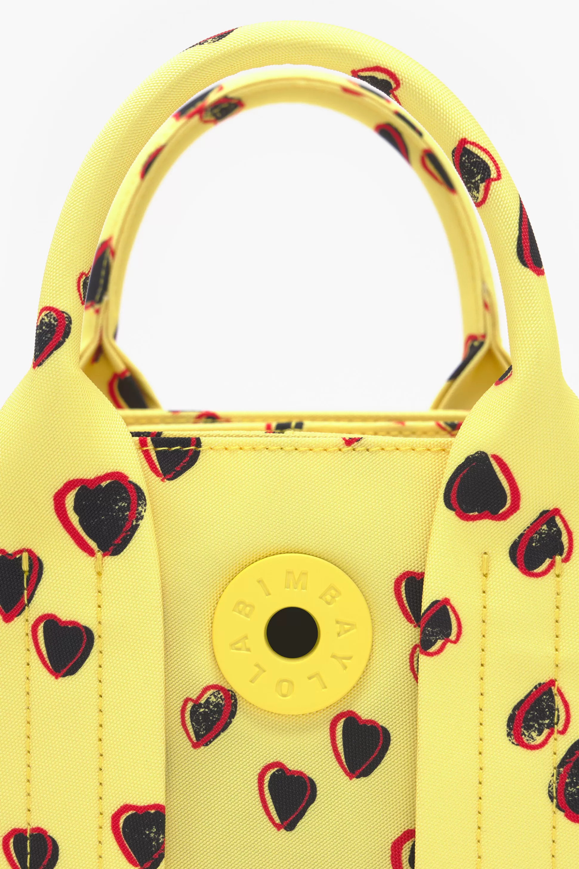 Outlet BIMBA Y LOLA Mala Tote Xs Nylon Print Small Hearts Amarelo Small Hearts Yellow