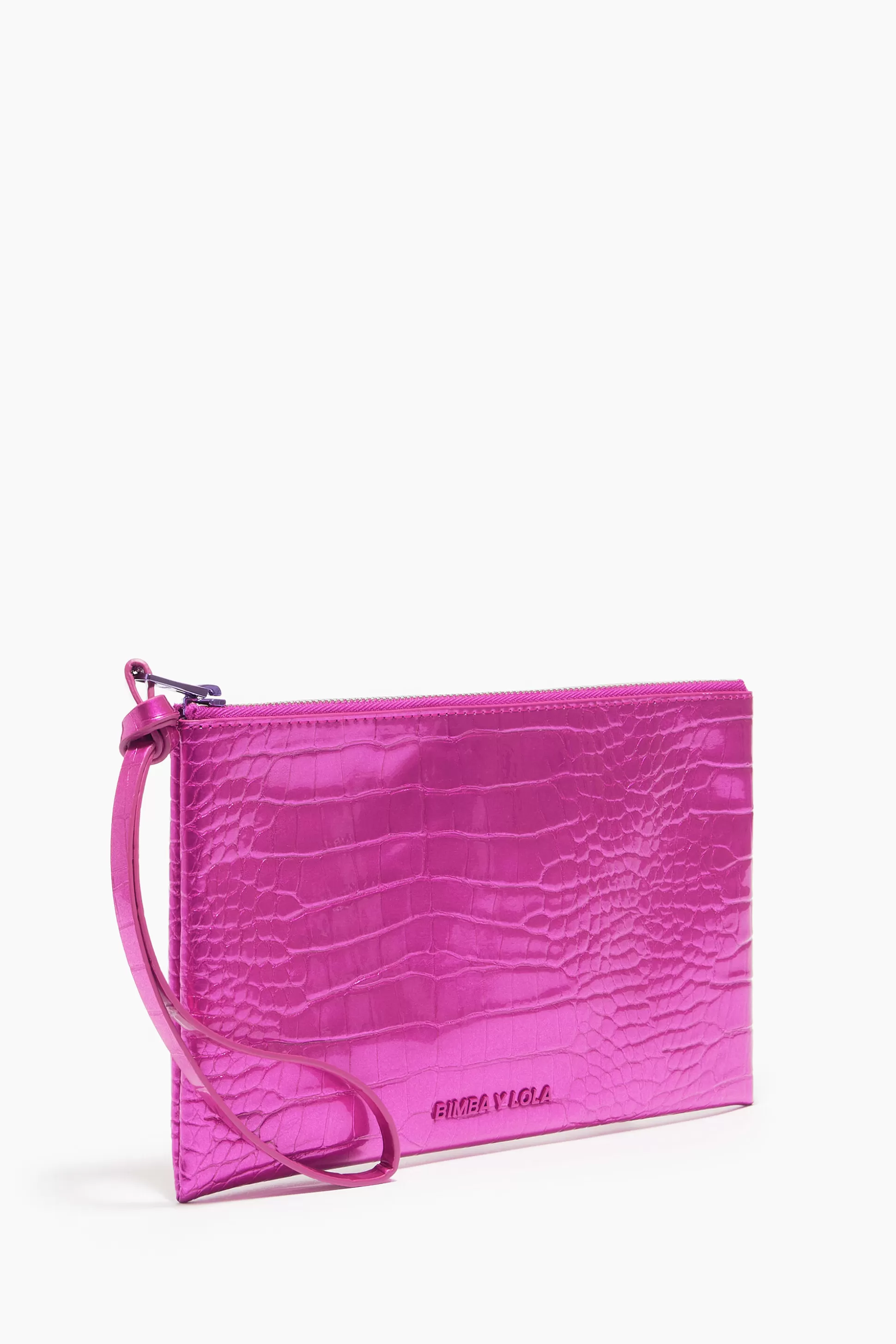 Best Sale BIMBA Y LOLA Necessaire Raso Crocodilo Fucsia Fuchsia