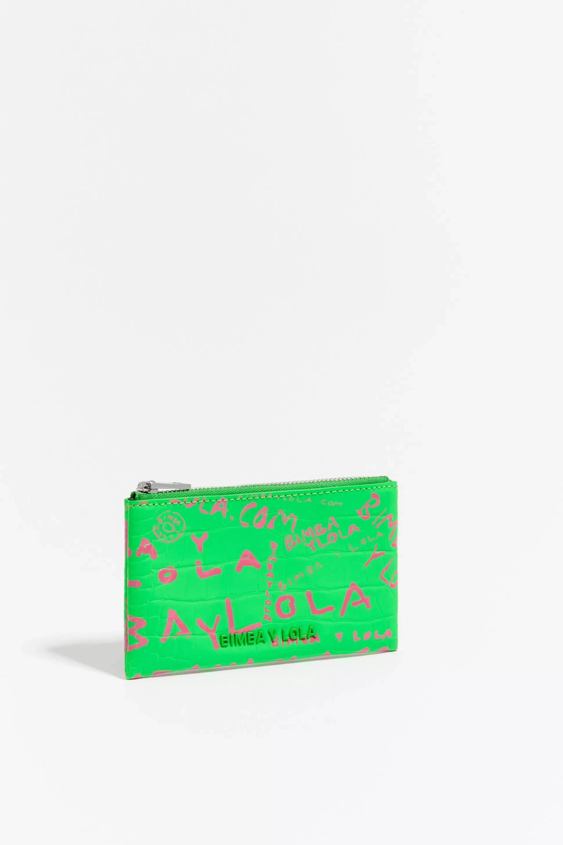 New BIMBA Y LOLA Porta-Moedas Retangular Crocodilo Print V Erde Bimbaylola.Com Pink Green