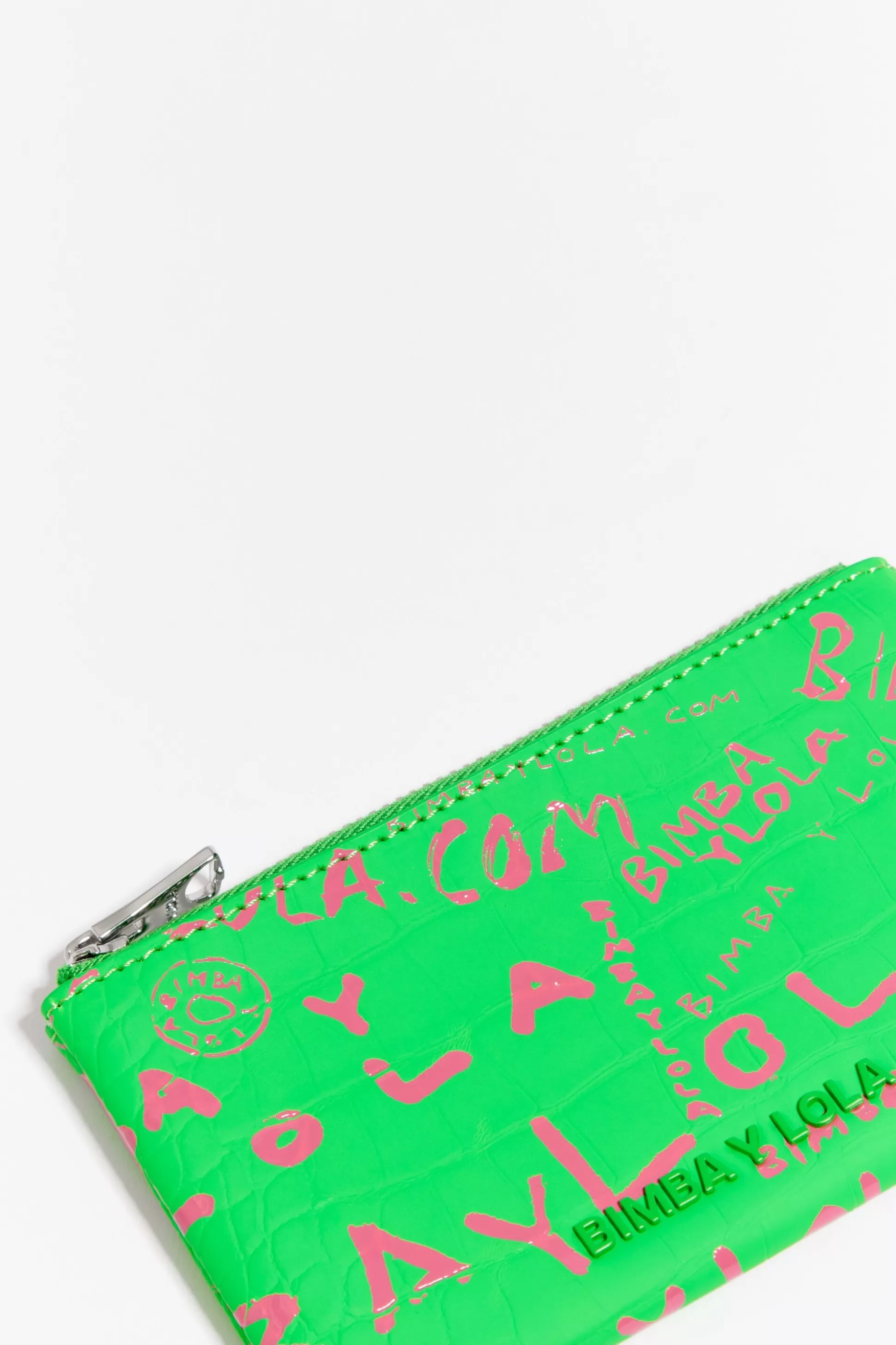 New BIMBA Y LOLA Porta-Moedas Retangular Crocodilo Print V Erde Bimbaylola.Com Pink Green