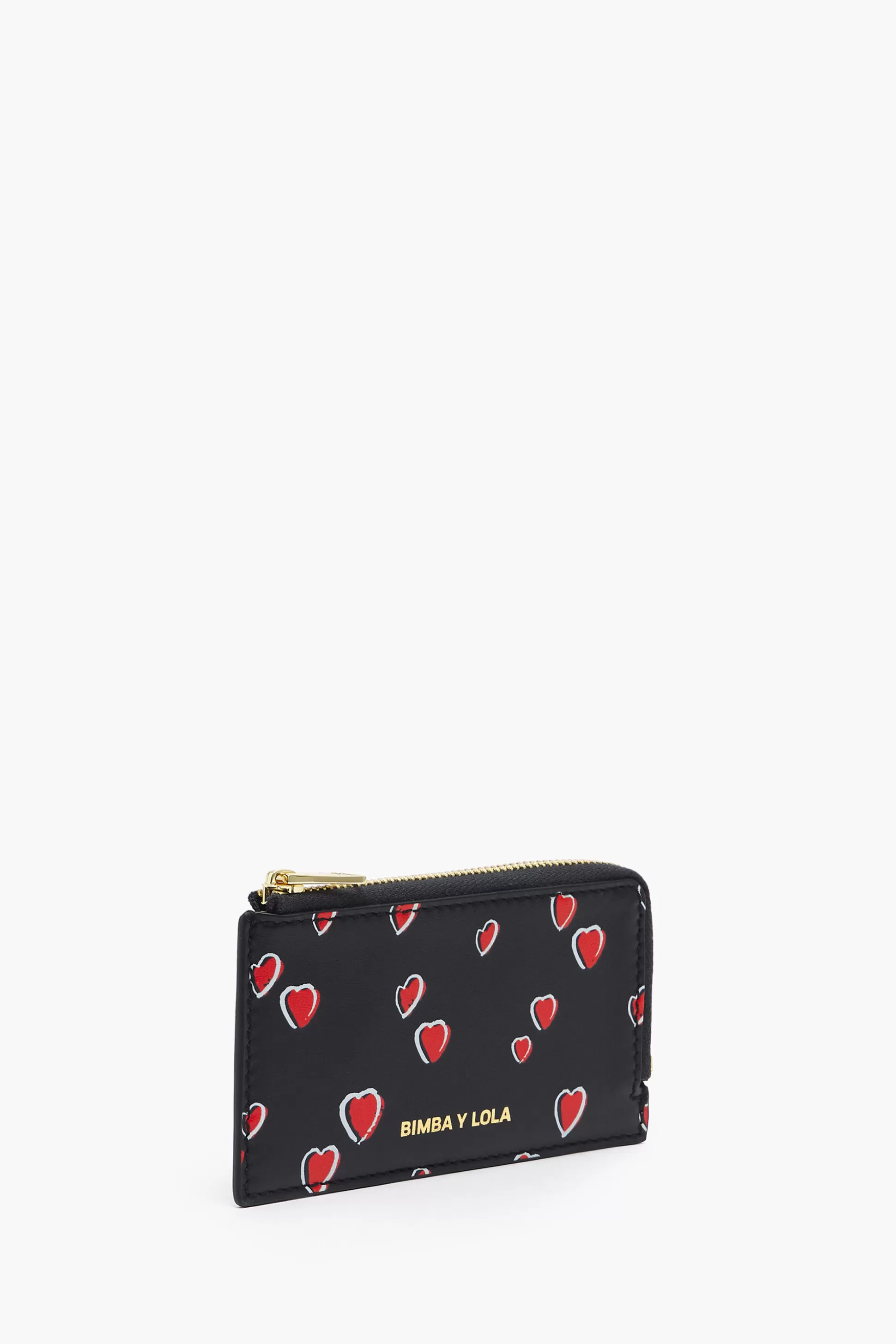 Fashion BIMBA Y LOLA Porta-Moedas Retangular Pele Print Small Hearts Preto Small Hearts Black