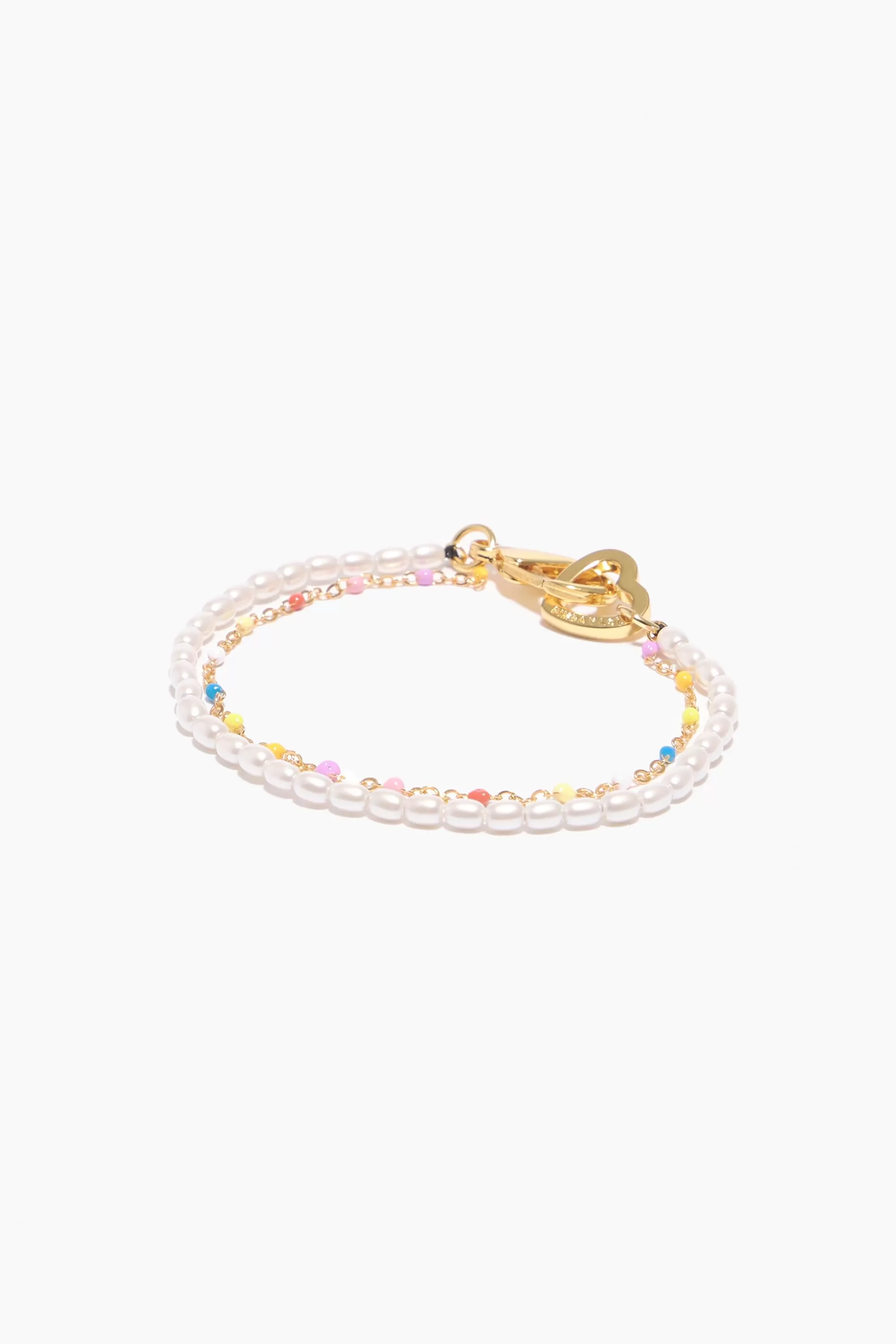 New BIMBA Y LOLA Pulseira Dupla Perolas Multicolorida Pastel Pink