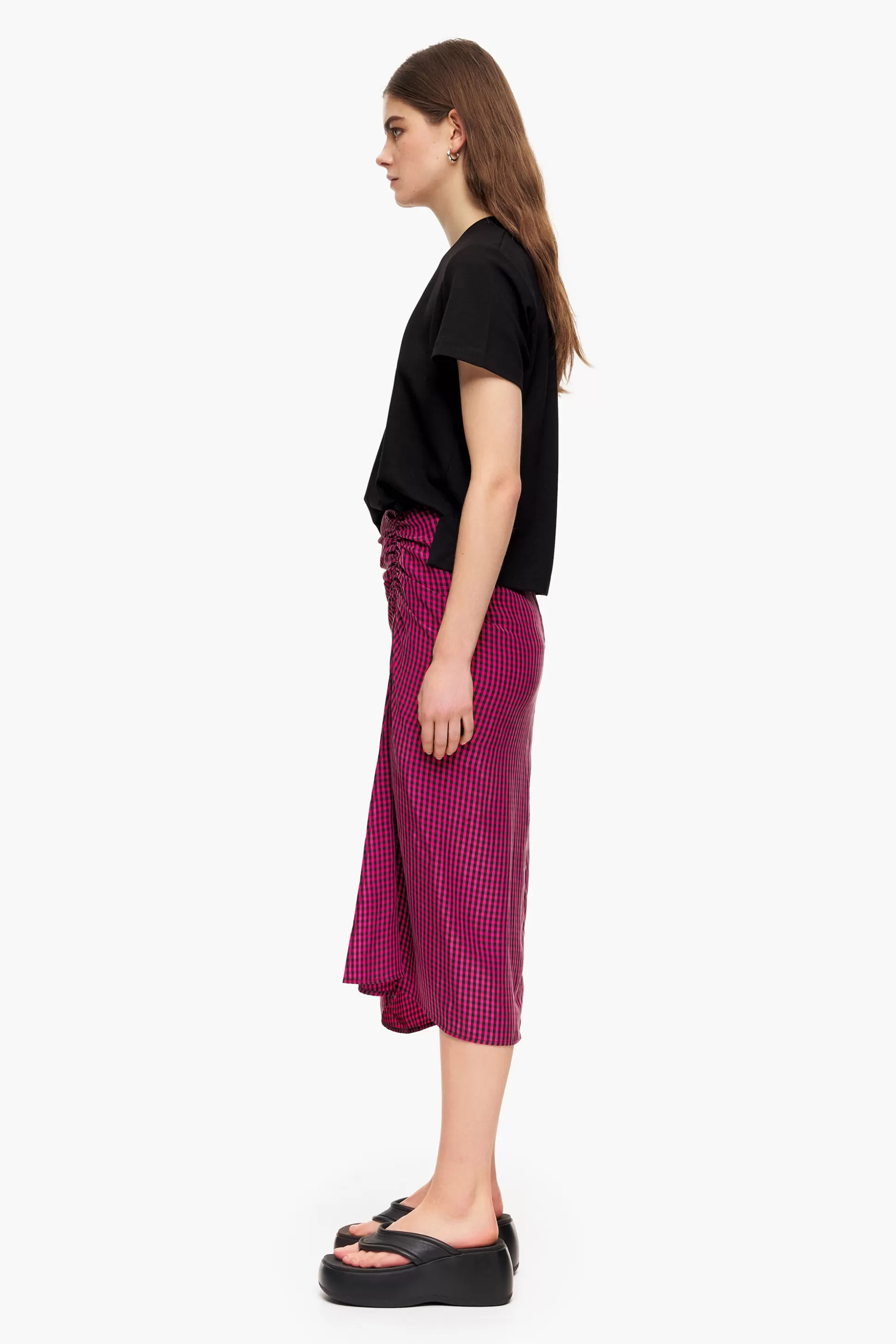 Cheap BIMBA Y LOLA Saia Fluida Midi Vichy Fucsia Fuchsia