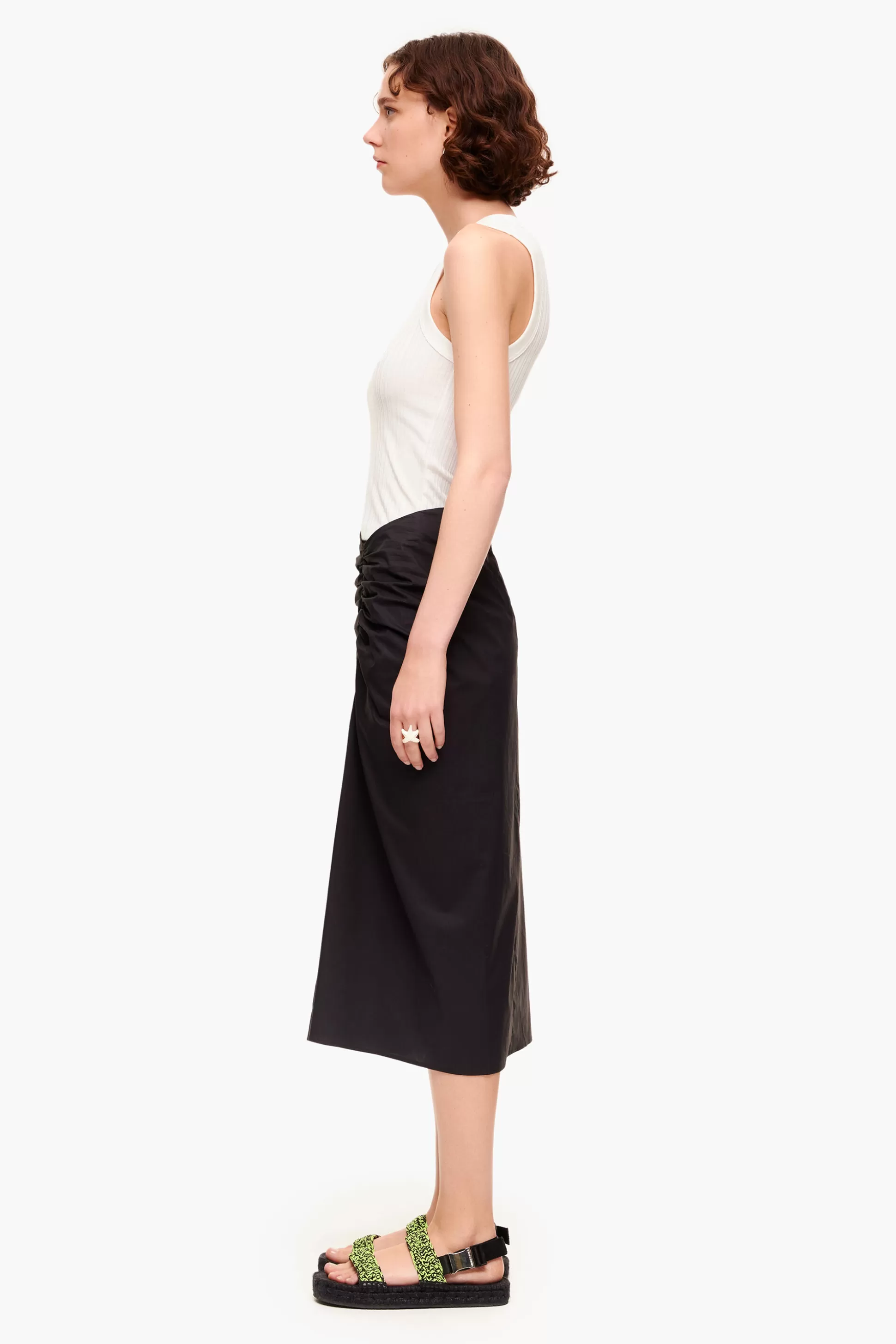 Flash Sale BIMBA Y LOLA Saia Midi Algodao Preta Black