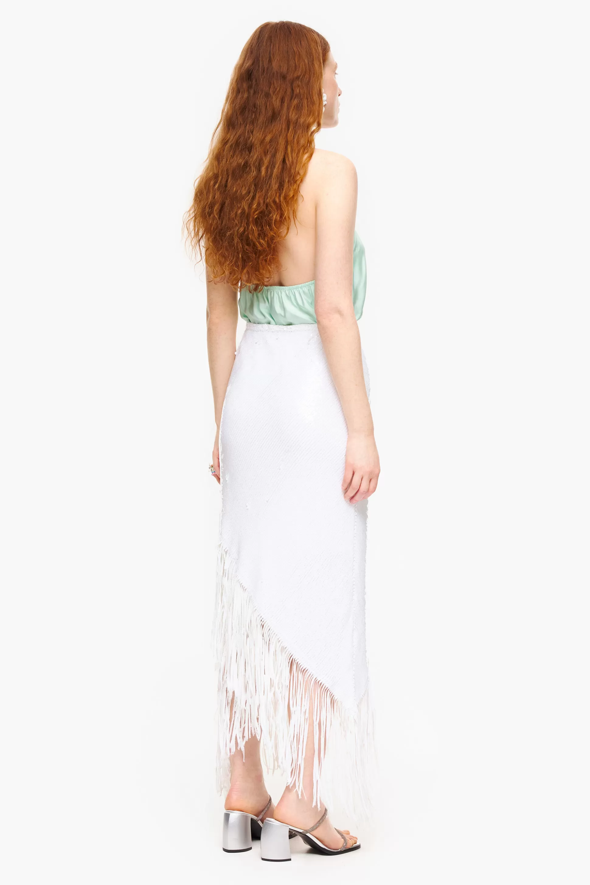 Sale BIMBA Y LOLA Saia Midi Lantejoulas Branca White