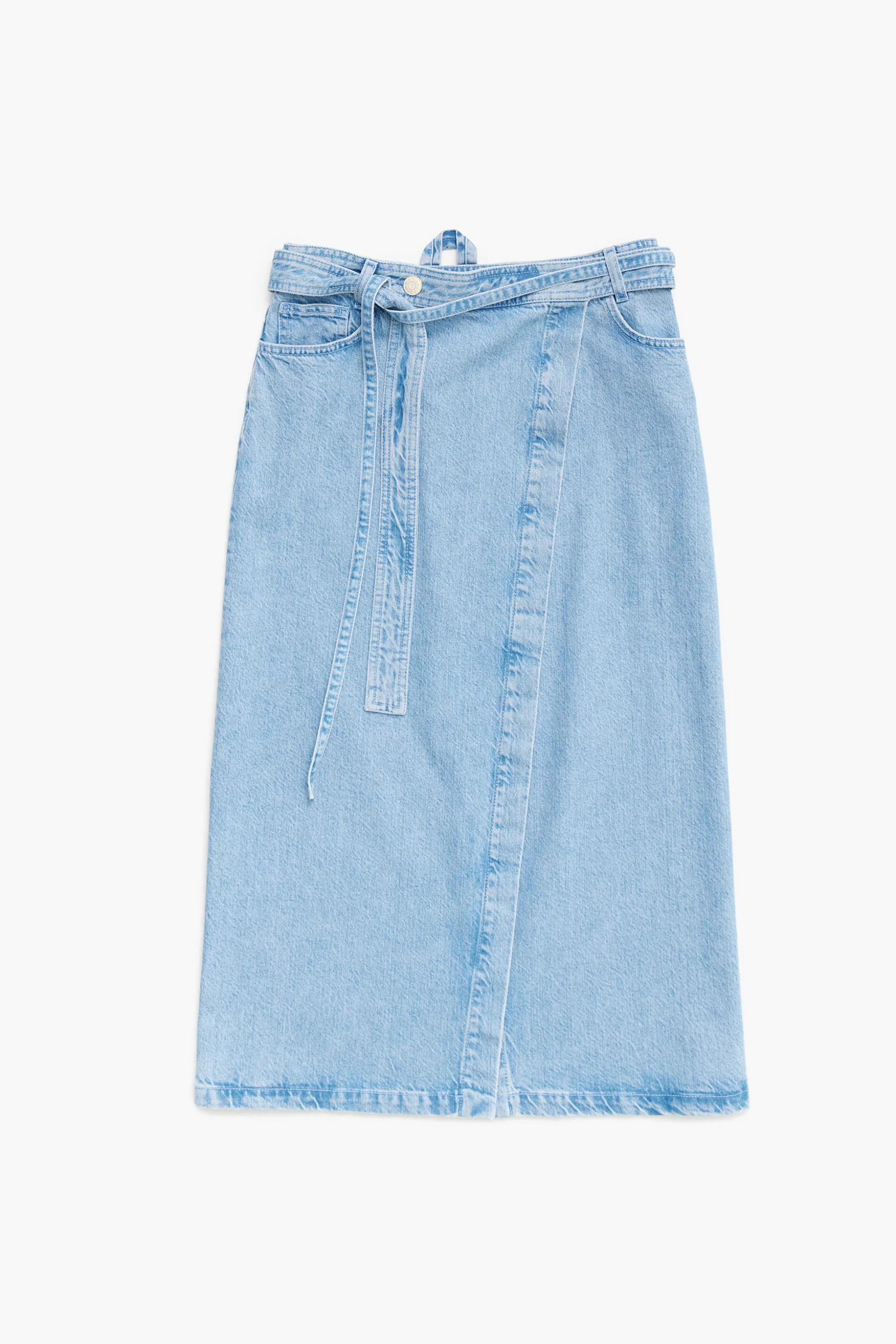 Outlet BIMBA Y LOLA Saia Pareo Denim Midi Azul Medium Blue