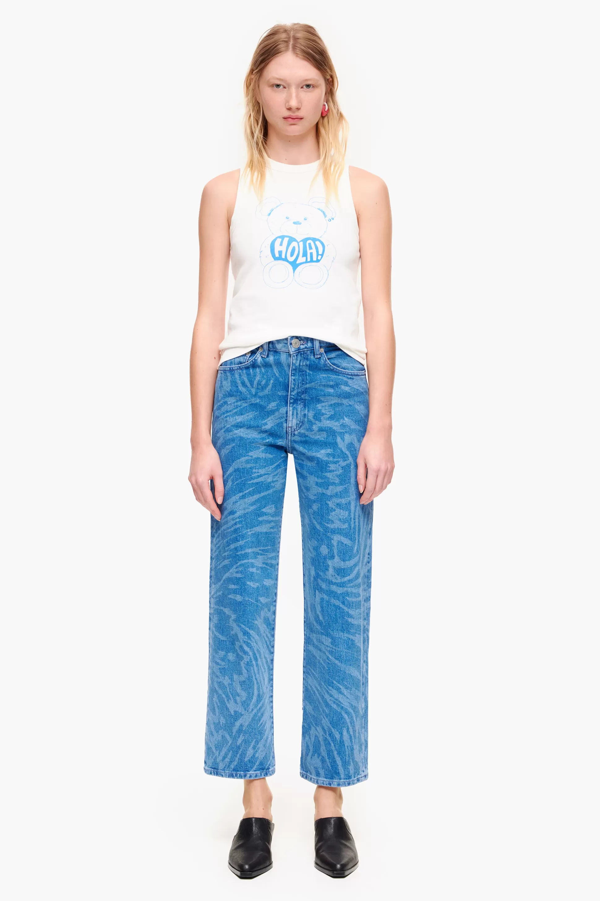 Best Sale BIMBA Y LOLA Straight Cropped - Jeans Print Butterfly Wing Azul Butterfly Wing Bicolor Blue