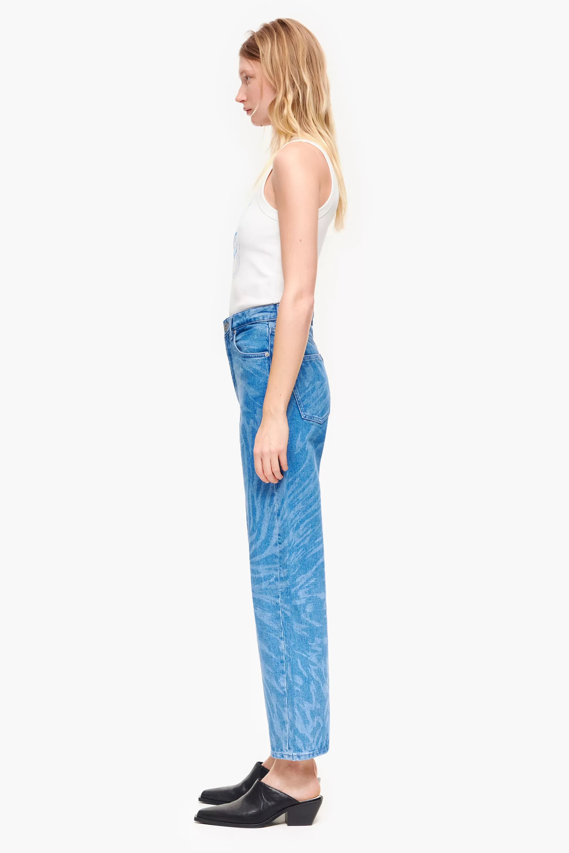 Best Sale BIMBA Y LOLA Straight Cropped - Jeans Print Butterfly Wing Azul Butterfly Wing Bicolor Blue