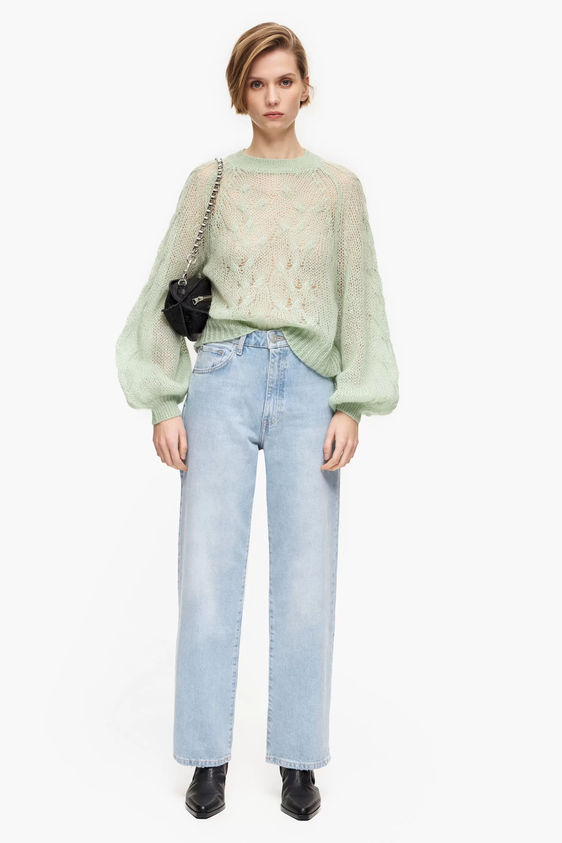 Best BIMBA Y LOLA Straight Cropped - Jeans Retas Azuis Bleached Light Blue