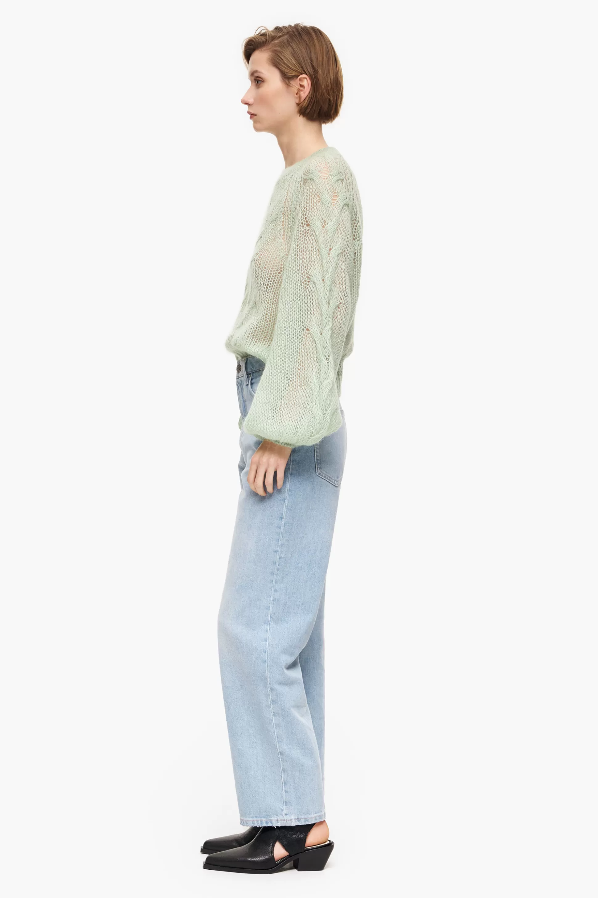 Best BIMBA Y LOLA Straight Cropped - Jeans Retas Azuis Bleached Light Blue