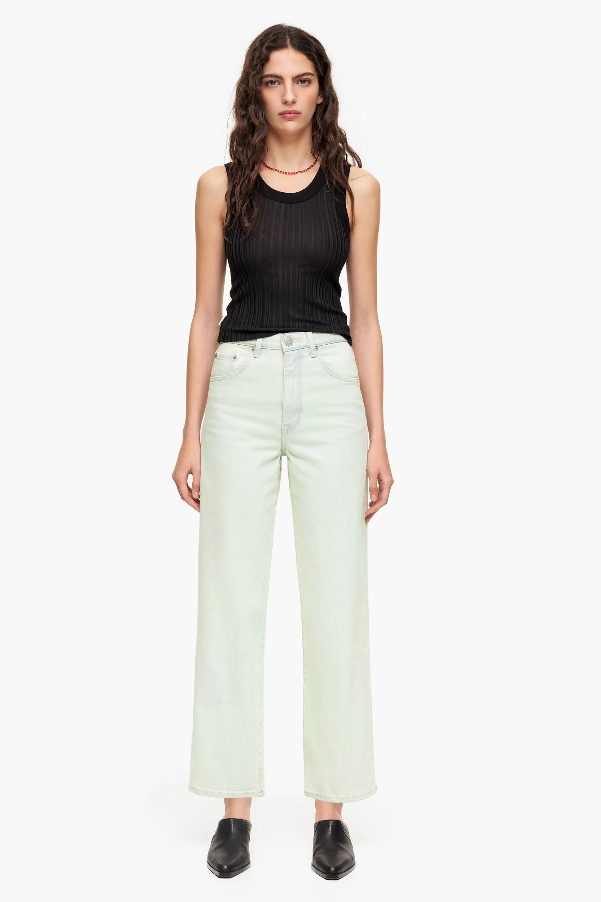 Store BIMBA Y LOLA Straight Cropped - Jeans Retas Menta Mint