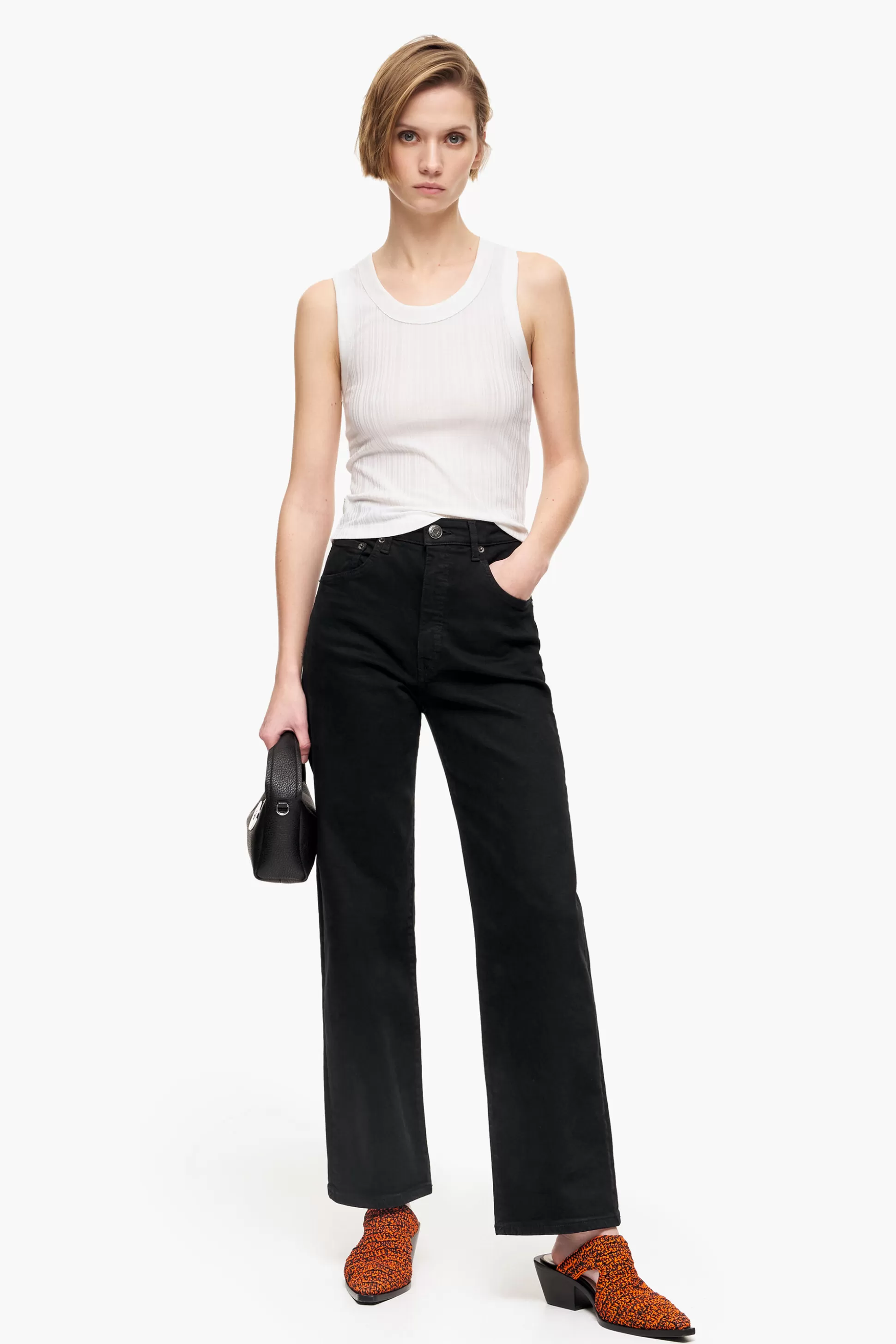 Cheap BIMBA Y LOLA Straight Cropped - Jeans Retas Pretas Black