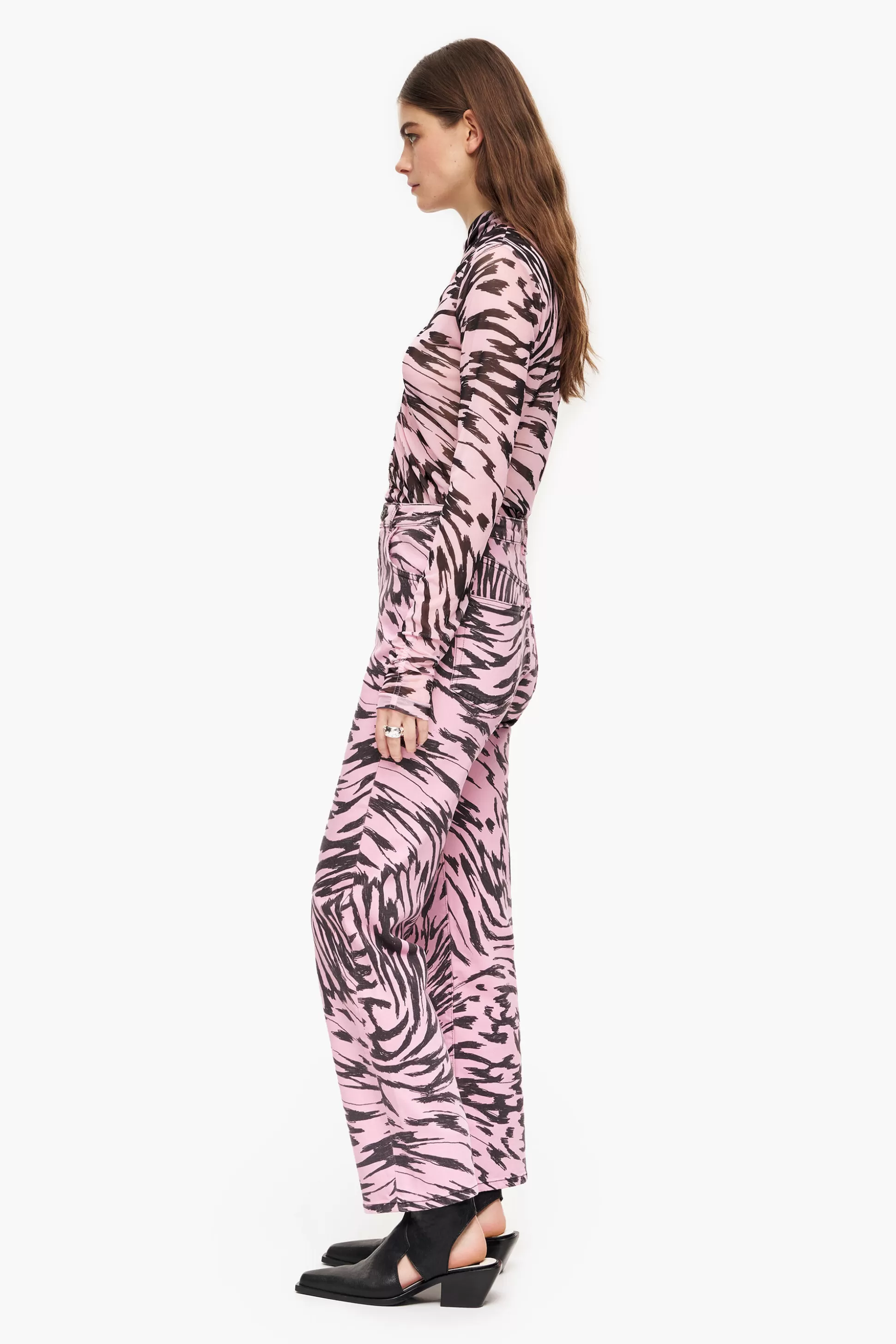 Flash Sale BIMBA Y LOLA Straight Cropped - Jeans Retas Print Butterfly Wing Rosa Butterfly Wing Bicolor Pink