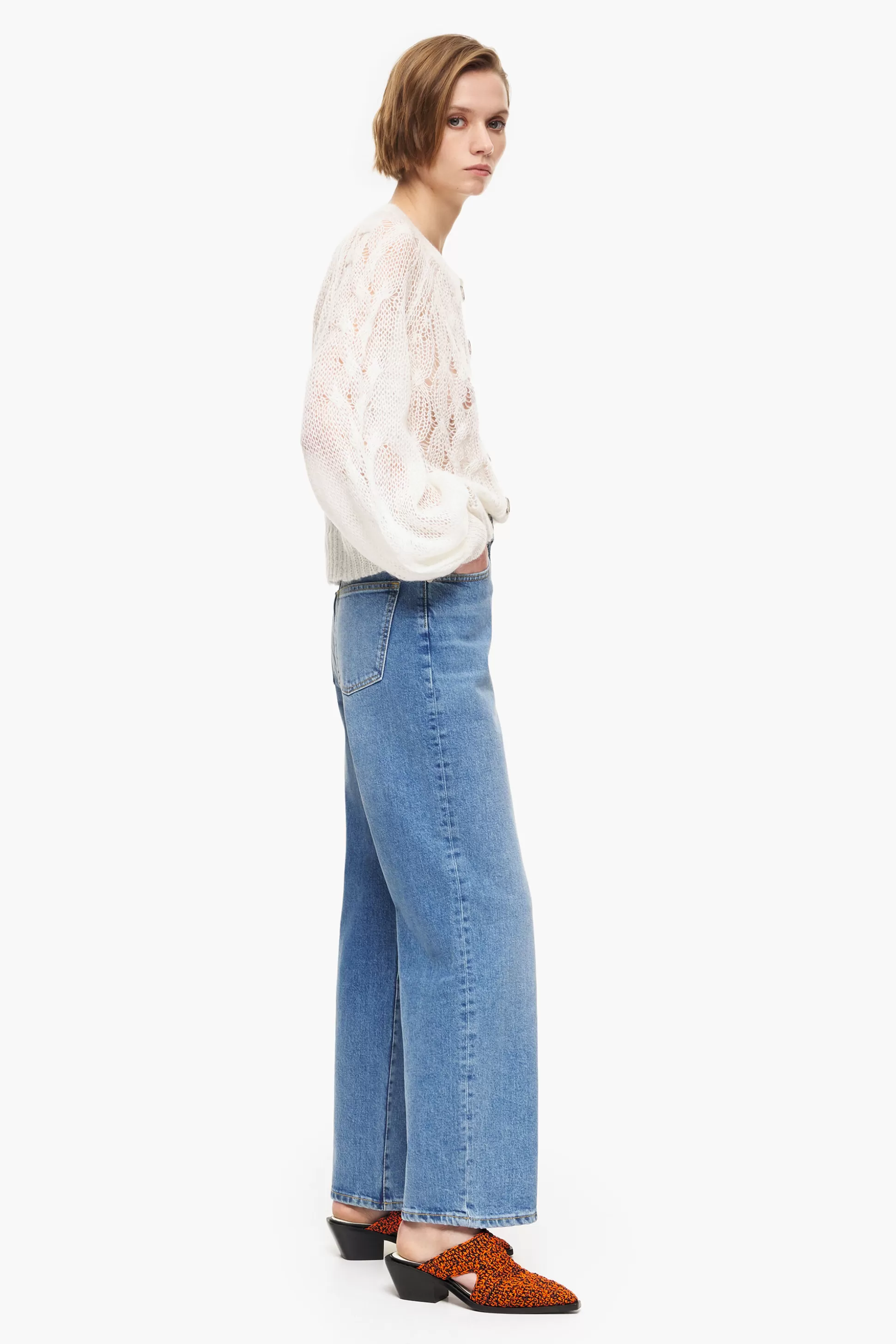 Clearance BIMBA Y LOLA Straight Cropped- Jeans Retos Em Azul Medio Medium Blue