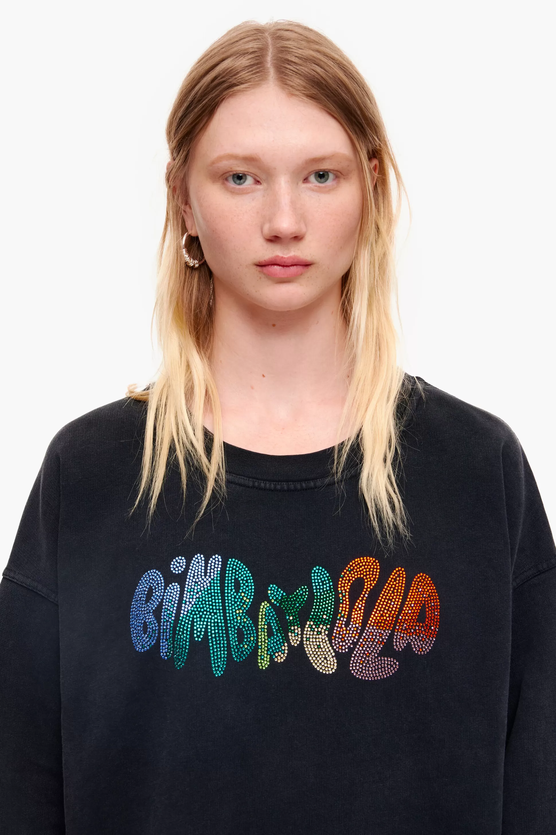 Flash Sale BIMBA Y LOLA Sweatshirt Boxy Logo Preto Washed Black