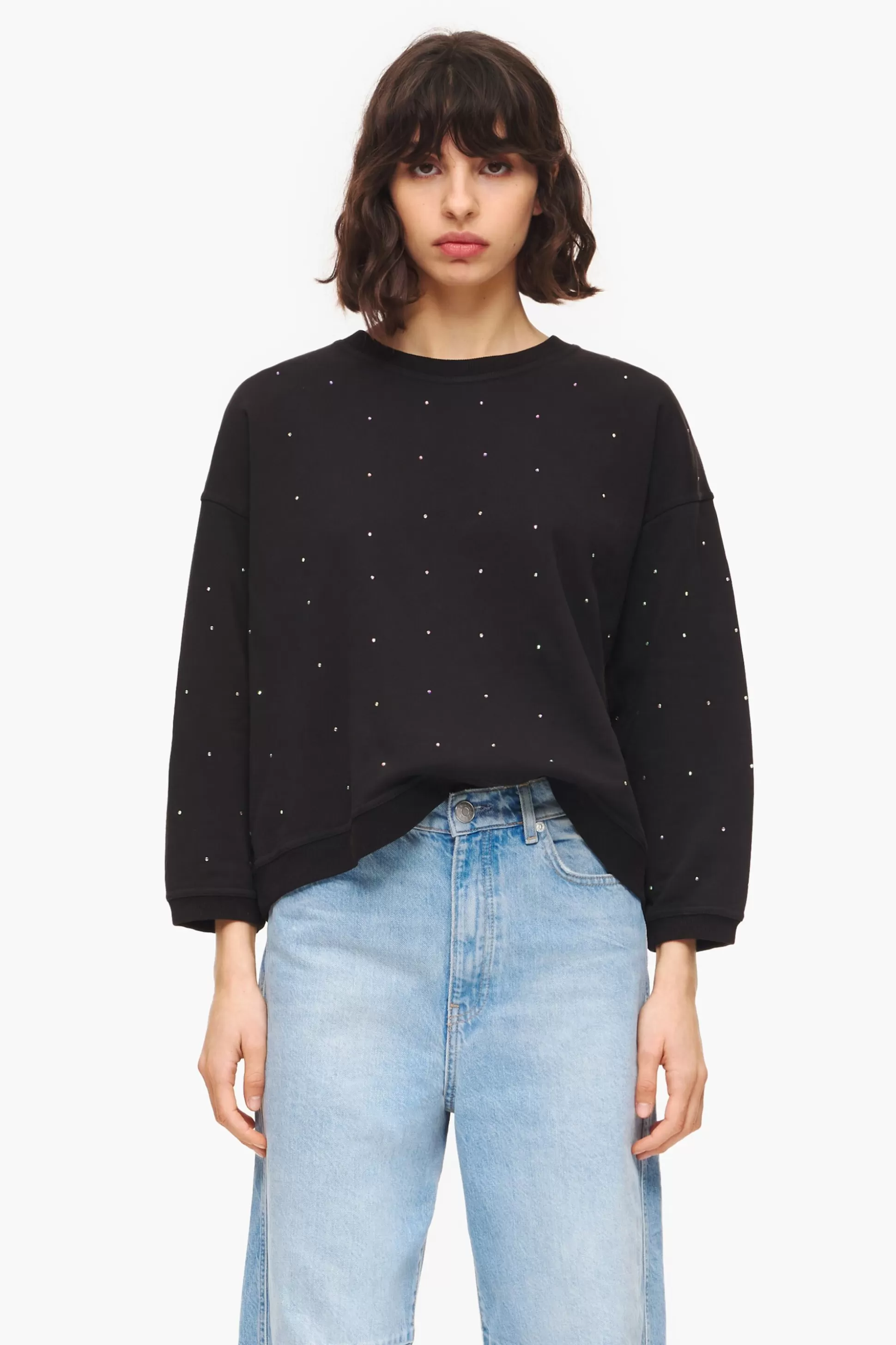 Store BIMBA Y LOLA Sweatshirt Brilhos Preta Washed Black