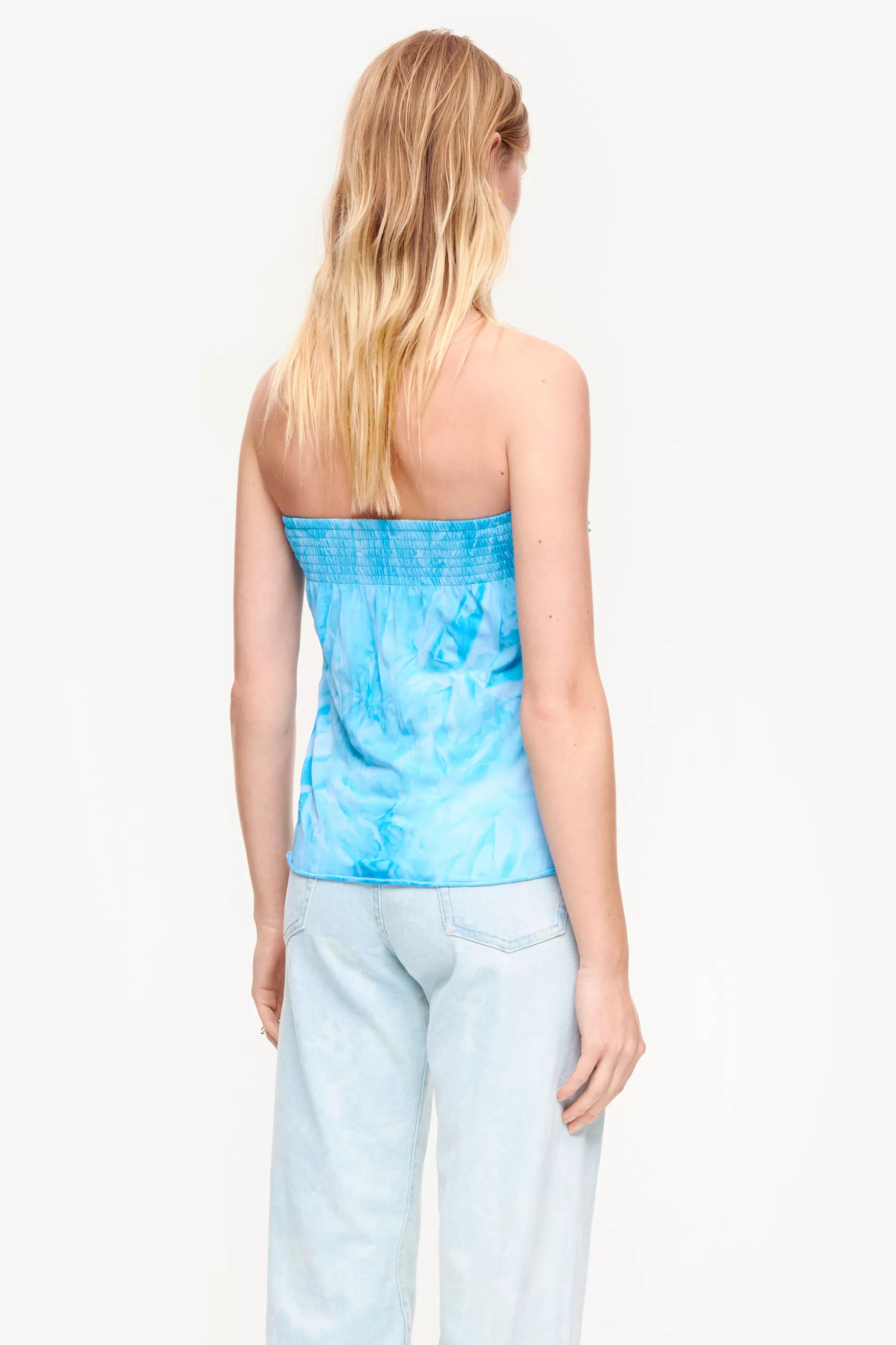 Online BIMBA Y LOLA Top Justo Folhos Azul Blue