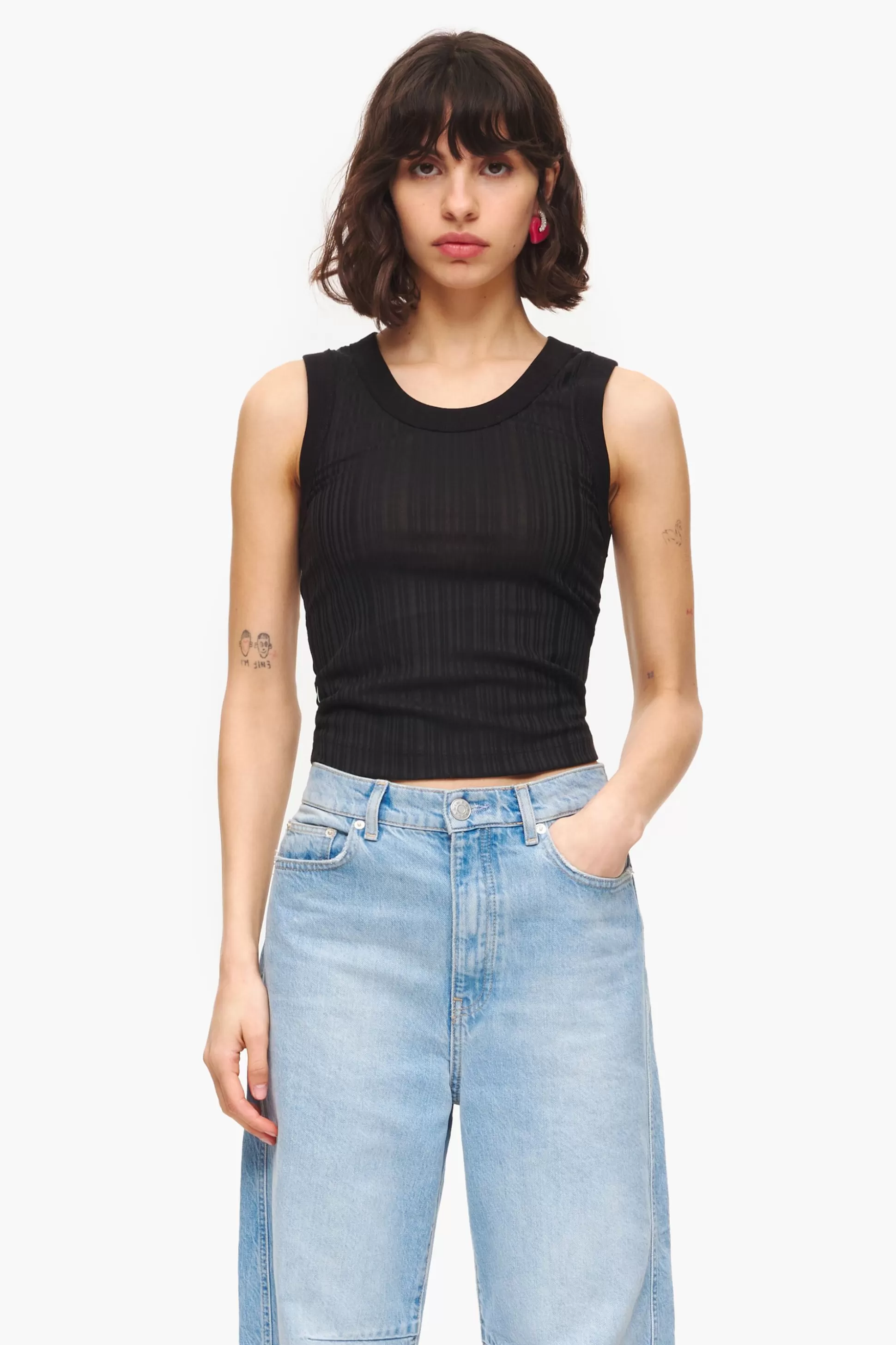 Shop BIMBA Y LOLA Top Justo Preto Black