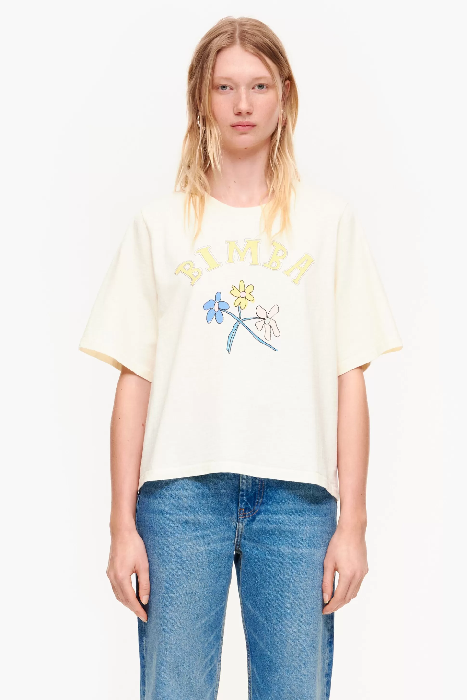 Shop BIMBA Y LOLA T-Shirt Algodao Logo Bimba Flor Baunilha Vanilla