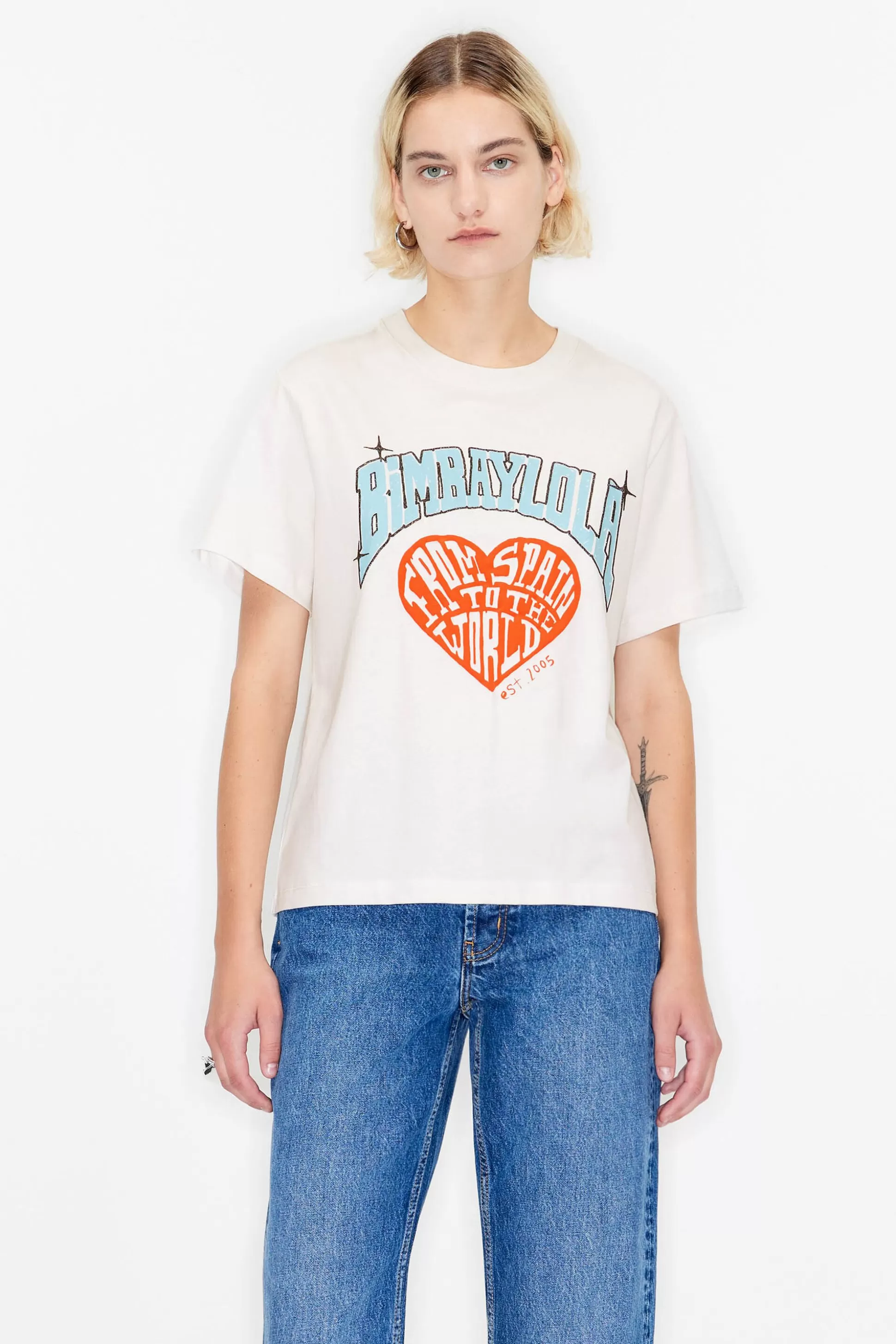 Hot BIMBA Y LOLA T-Shirt Branca Logo University Bimba Off White