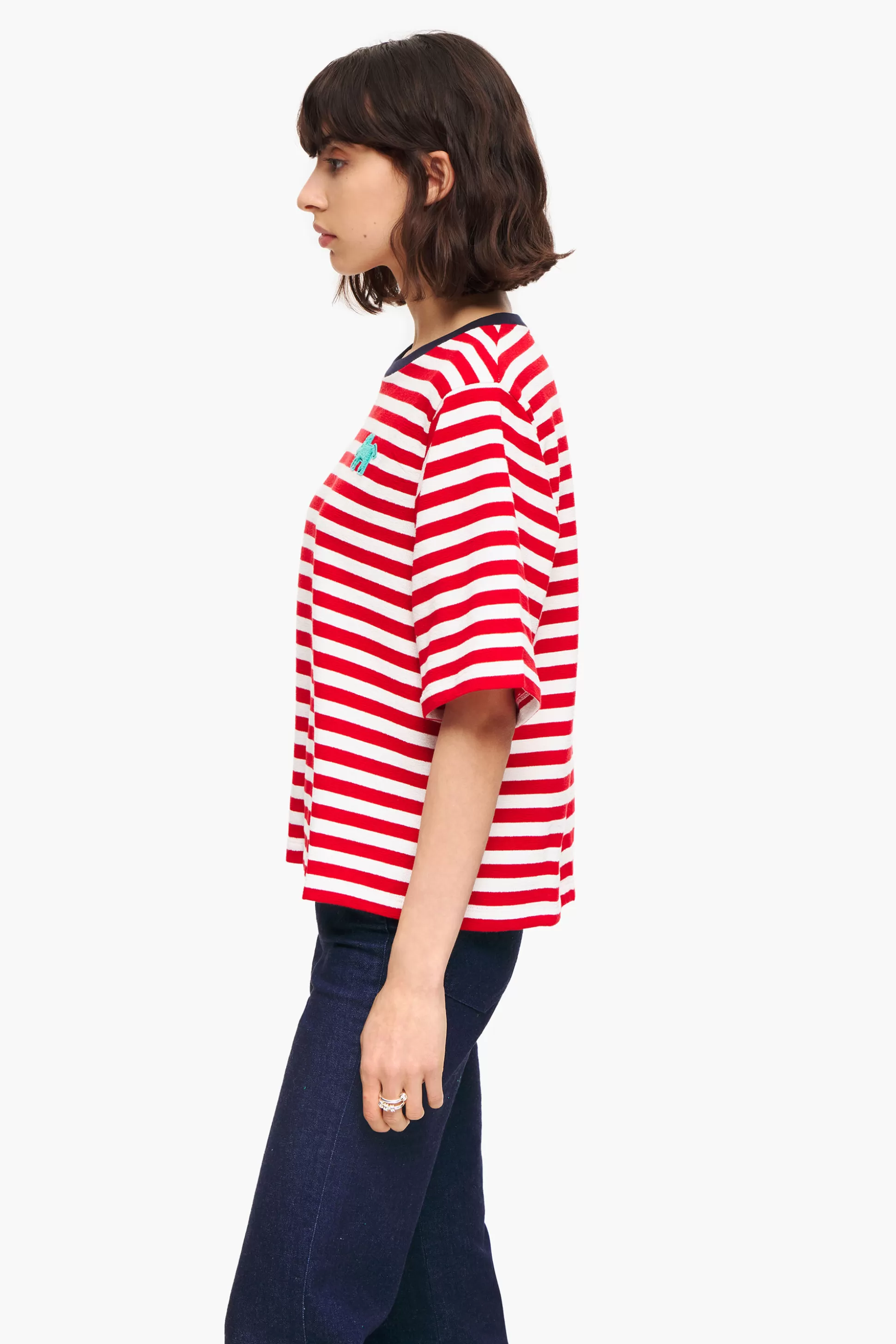 Best Sale BIMBA Y LOLA T-Shirt Cao Riscas Vermelha Red