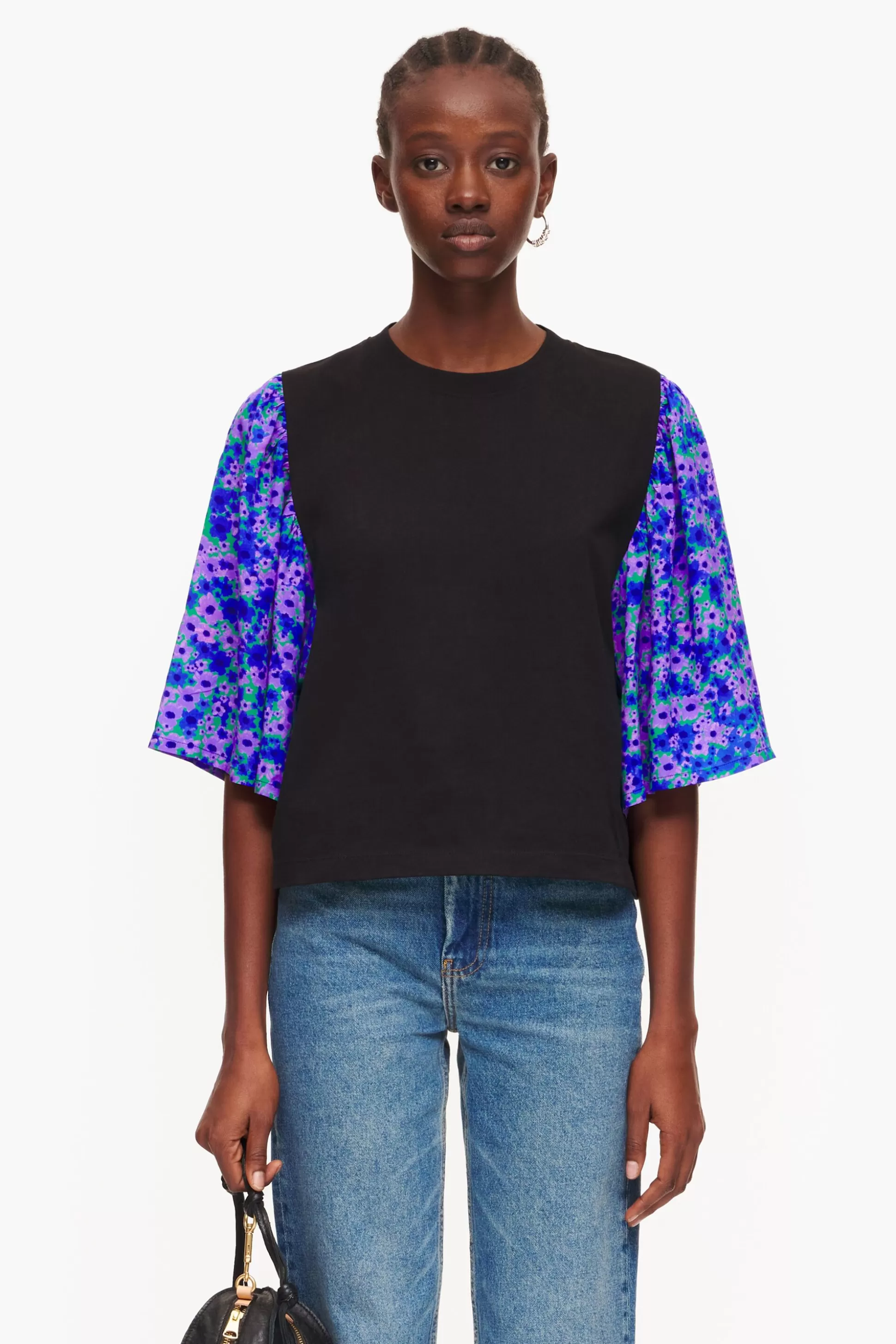 Flash Sale BIMBA Y LOLA T-Shirt Duplo Tecido Print Flowers Full Black