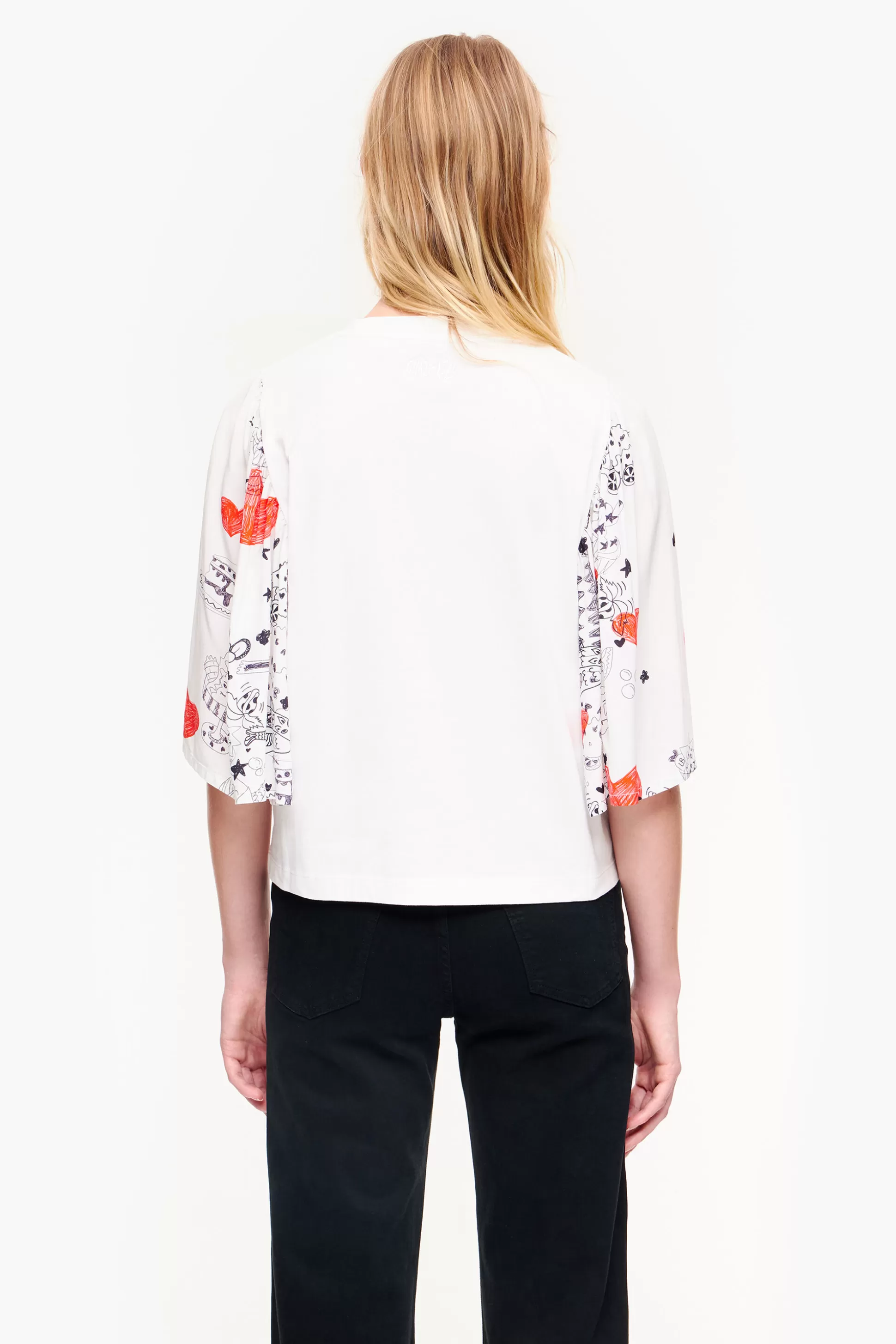 Shop BIMBA Y LOLA T-Shirt Duplo Tecido Print Nick Name Heart White