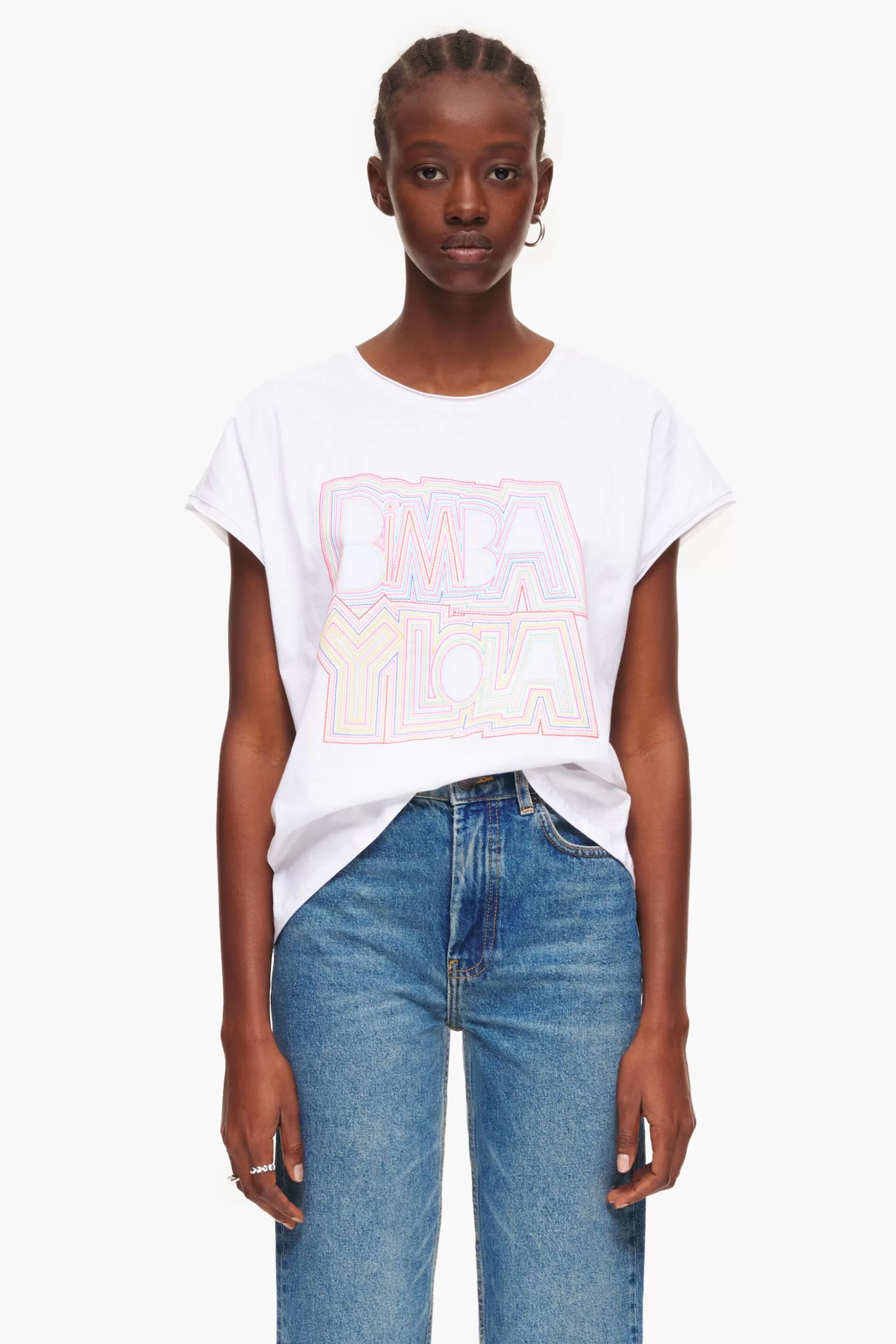 Sale BIMBA Y LOLA T-Shirt Logo Branca White