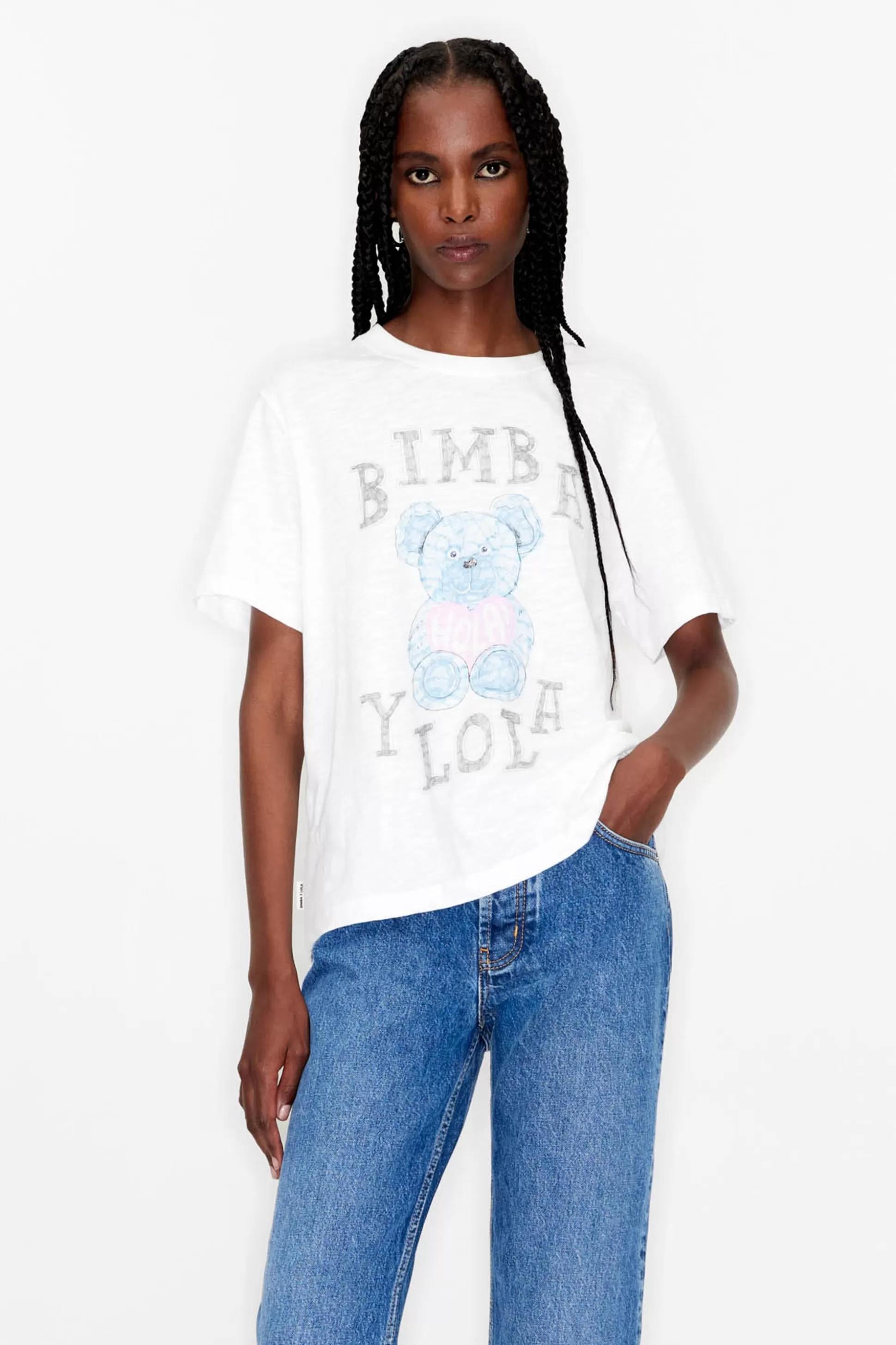 Best BIMBA Y LOLA T-Shirt Logo Urso Marfim Ivory