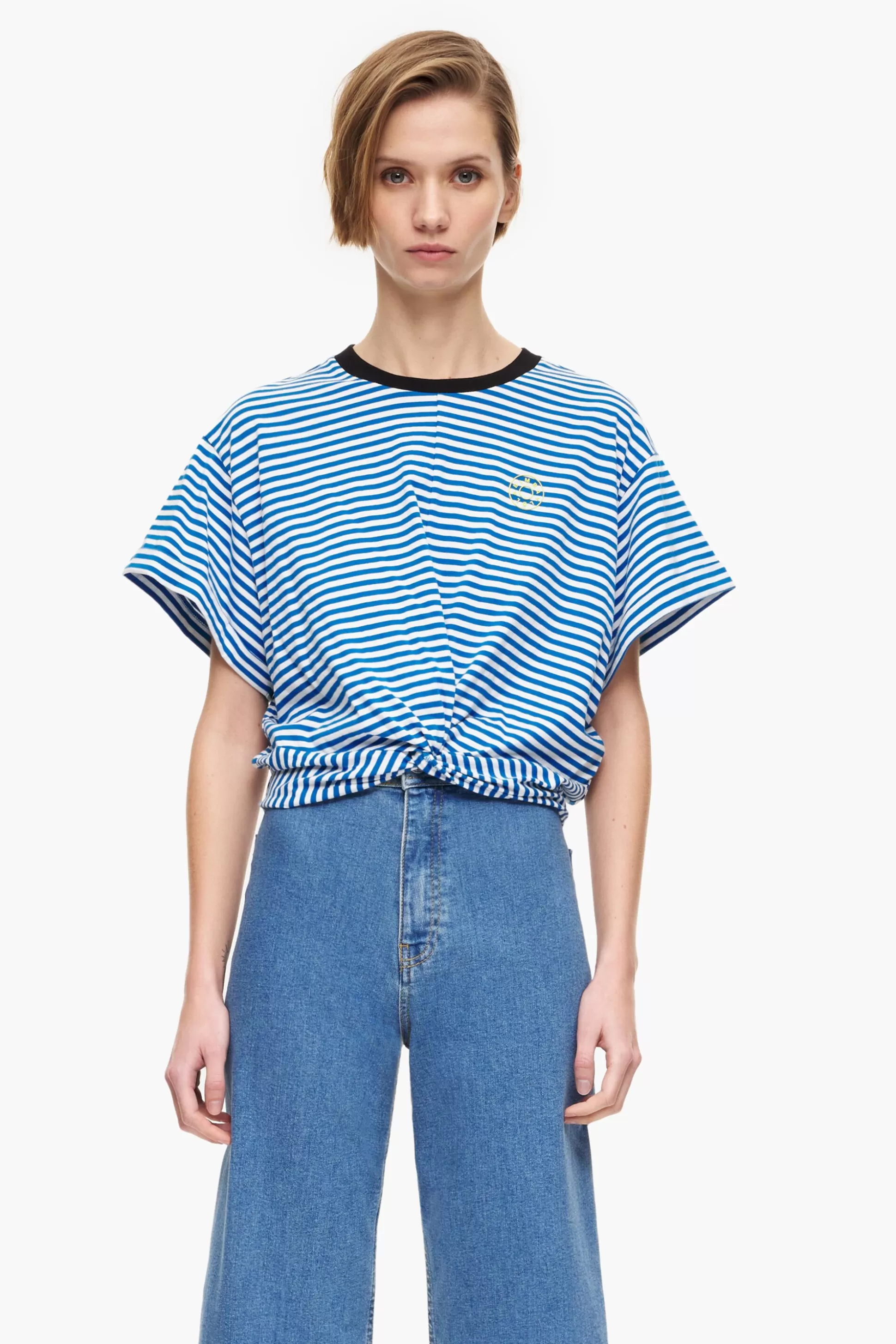 New BIMBA Y LOLA T-Shirt No Boxy Azul E Branca Blue