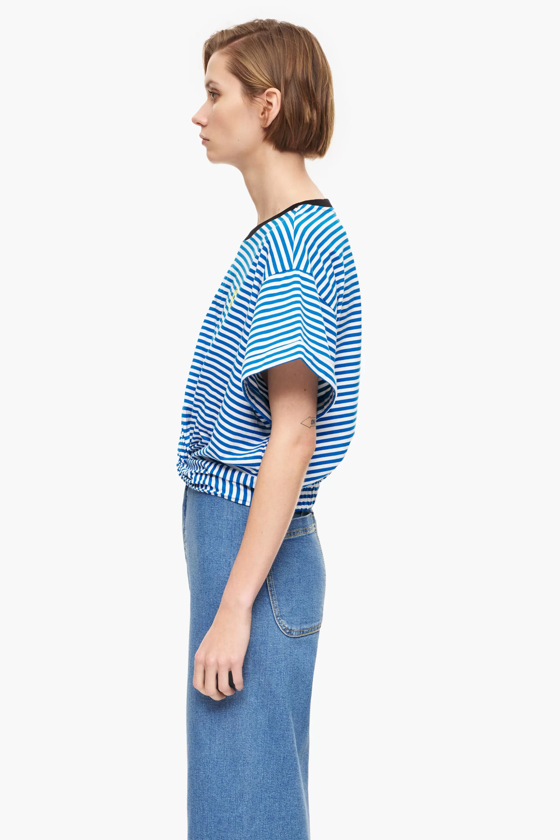 New BIMBA Y LOLA T-Shirt No Boxy Azul E Branca Blue