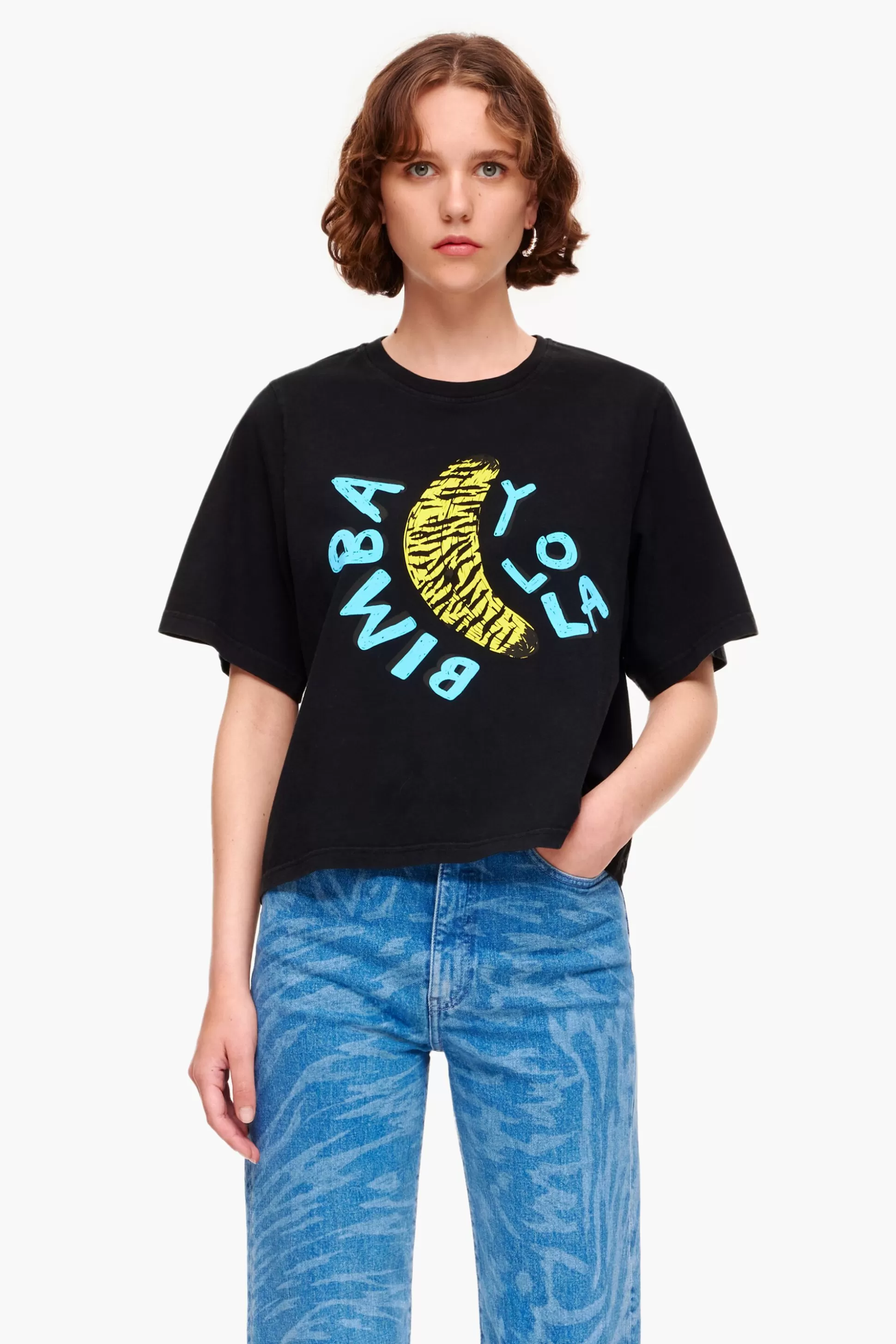 Fashion BIMBA Y LOLA T-Shirt Print Banana Preta