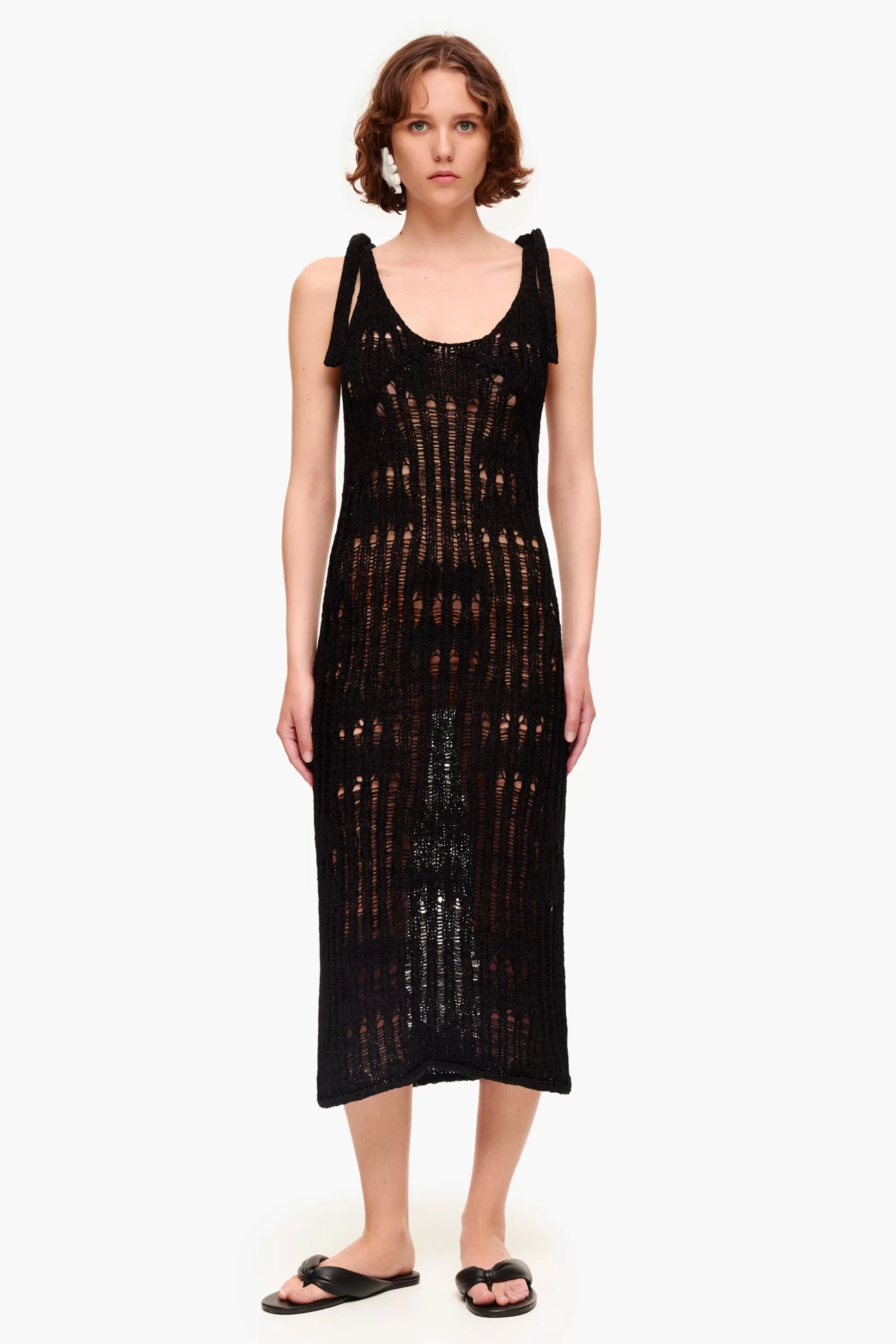 Shop BIMBA Y LOLA Vestido Comprido Crochet Preto Black