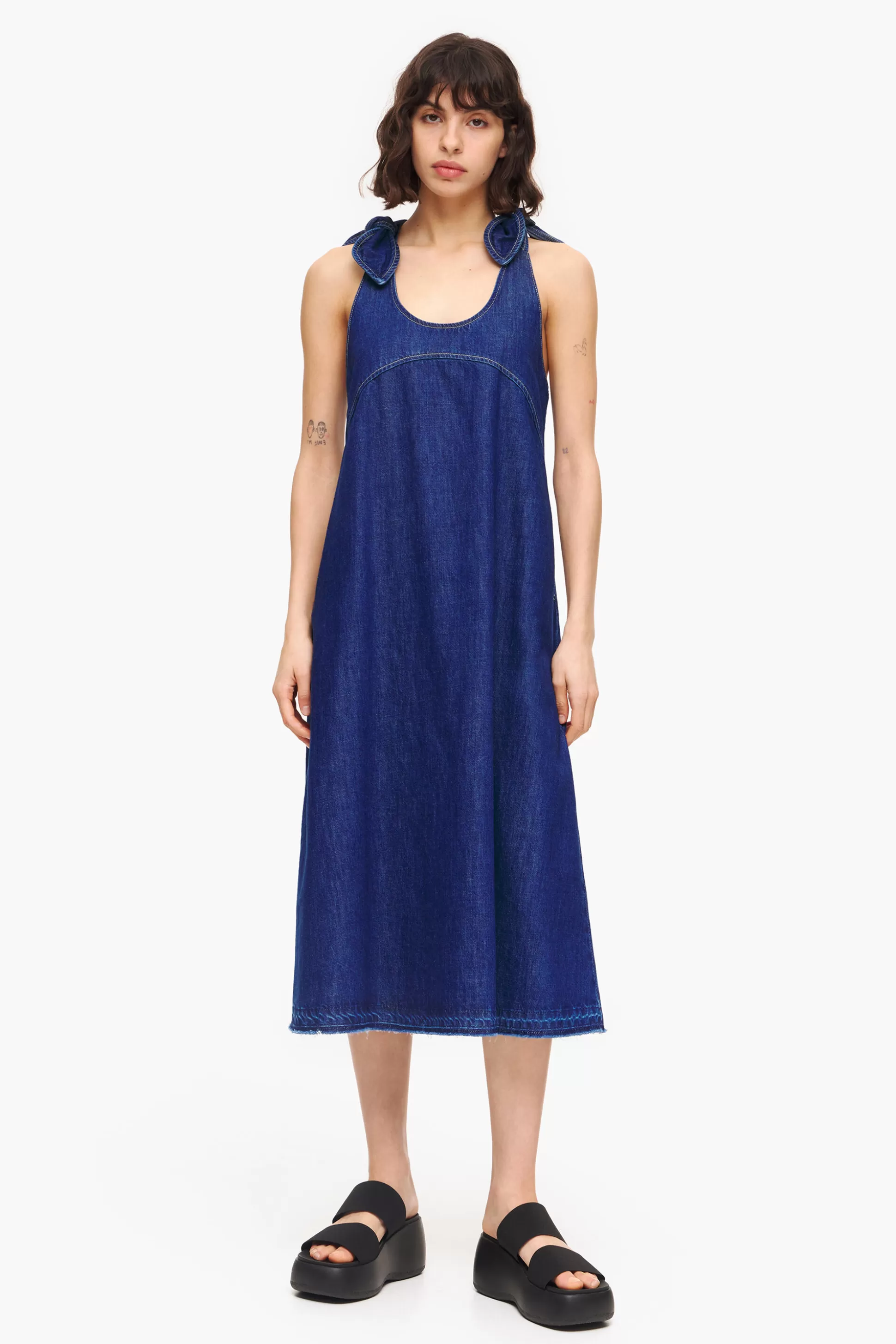 Clearance BIMBA Y LOLA Vestido De Ganga Evase Azul-Escuro Dark Blue